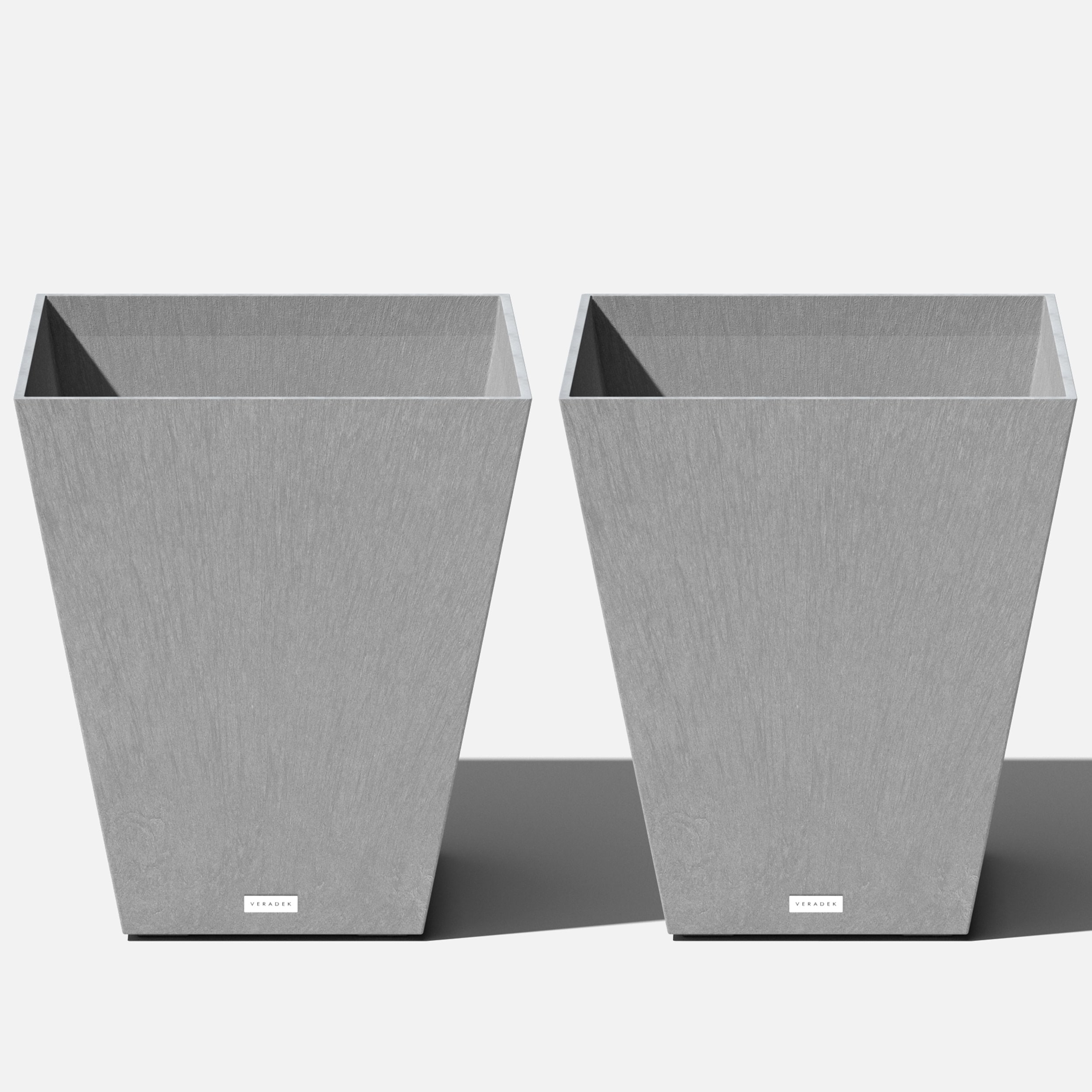 Veradek NBV22C-2PK 2 -Pack Square 19-in W Extra Large Gray Plastic Indoor/Outdoor Planter with Drainage Holes