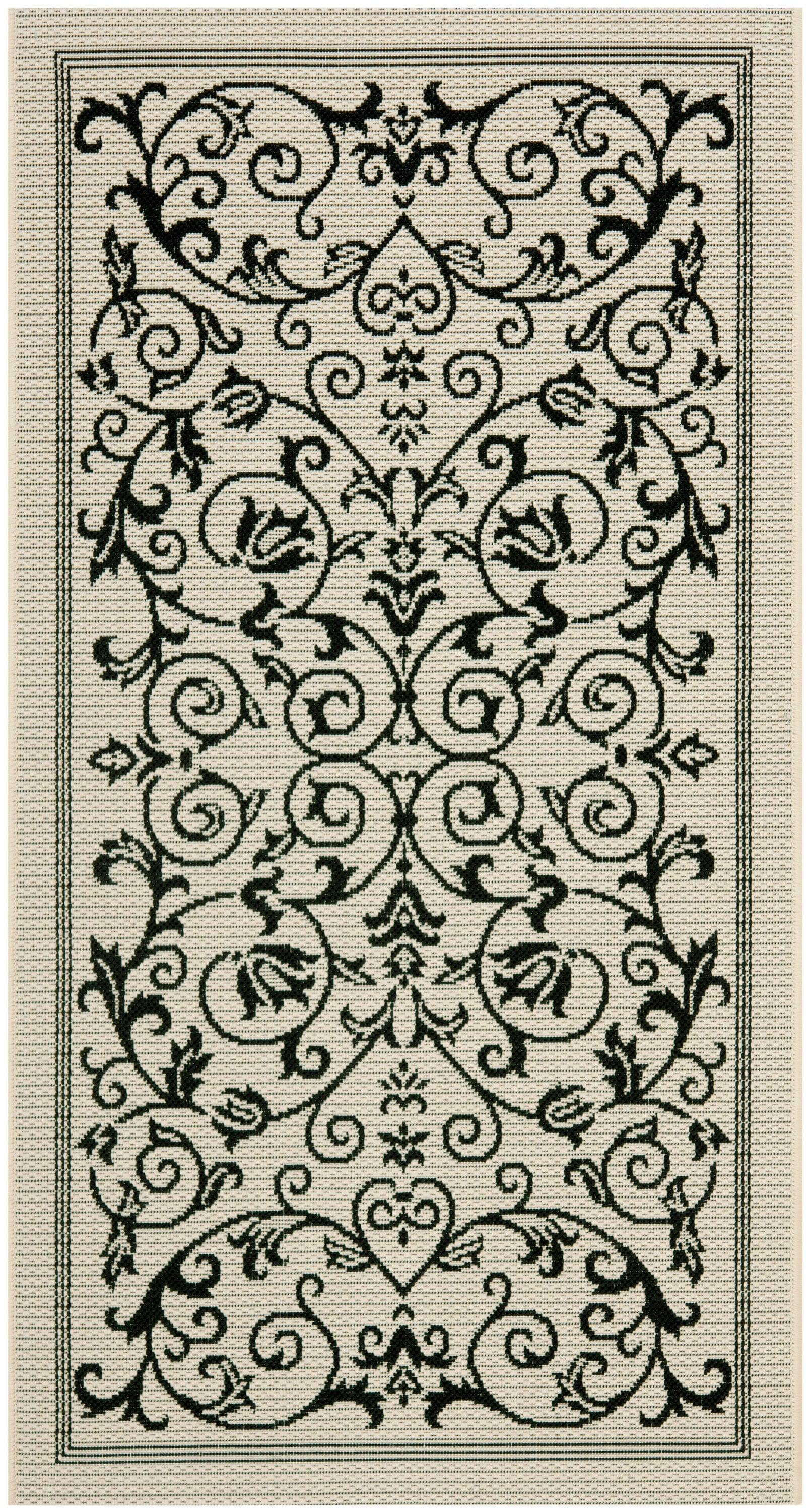 Courtyard 2098 Sand/Blk 3 X 5 Area Rug