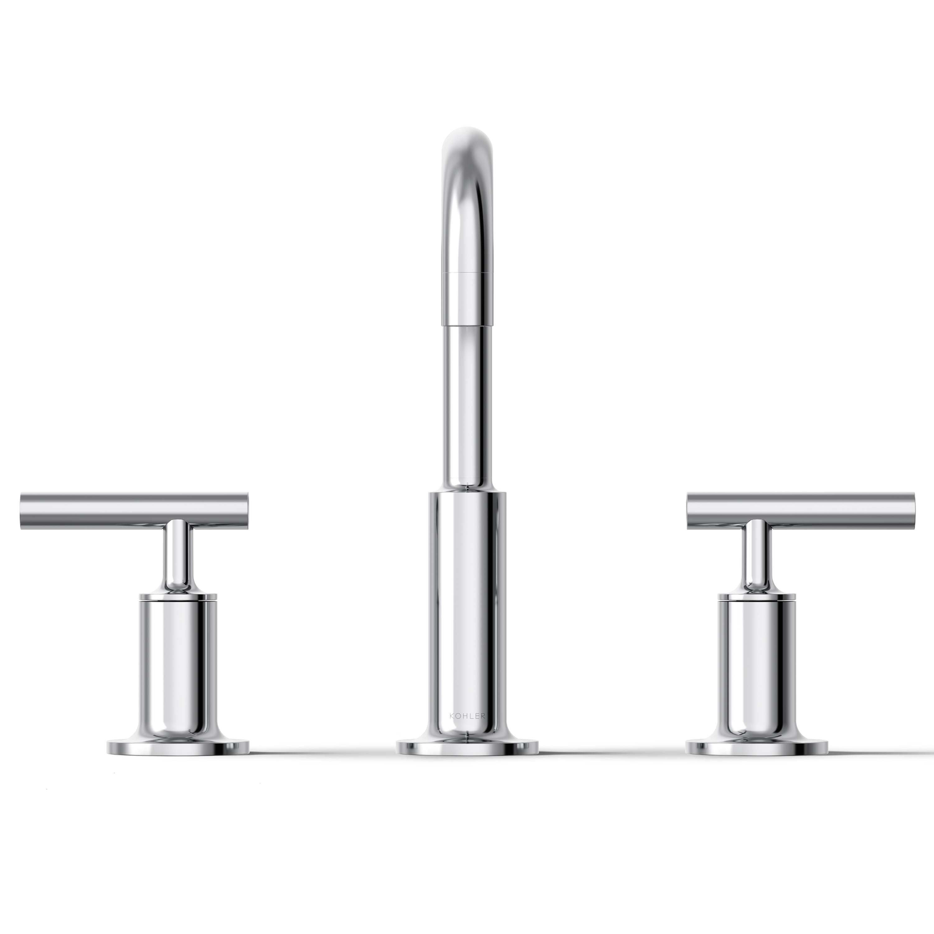 Purist Polished Chrome 8" Widespread Bathroom Sink Faucet with Low Lever Handles