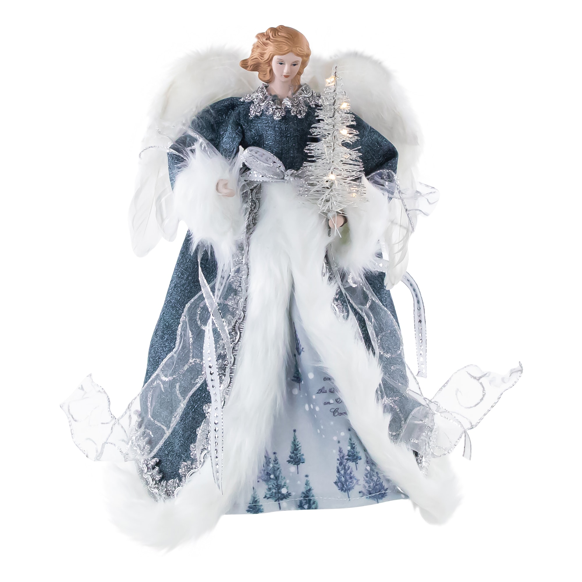 Northlight 35245928 14-in Merry Christmas Blue White Christmas Tree Topper