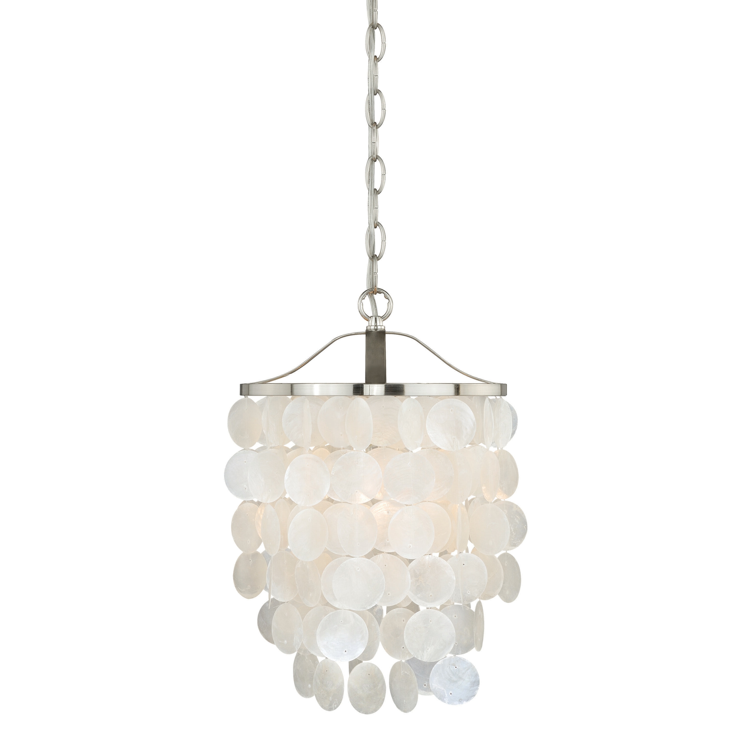 Elsa Capiz Shell Satin Nickel 18" Pendant Light