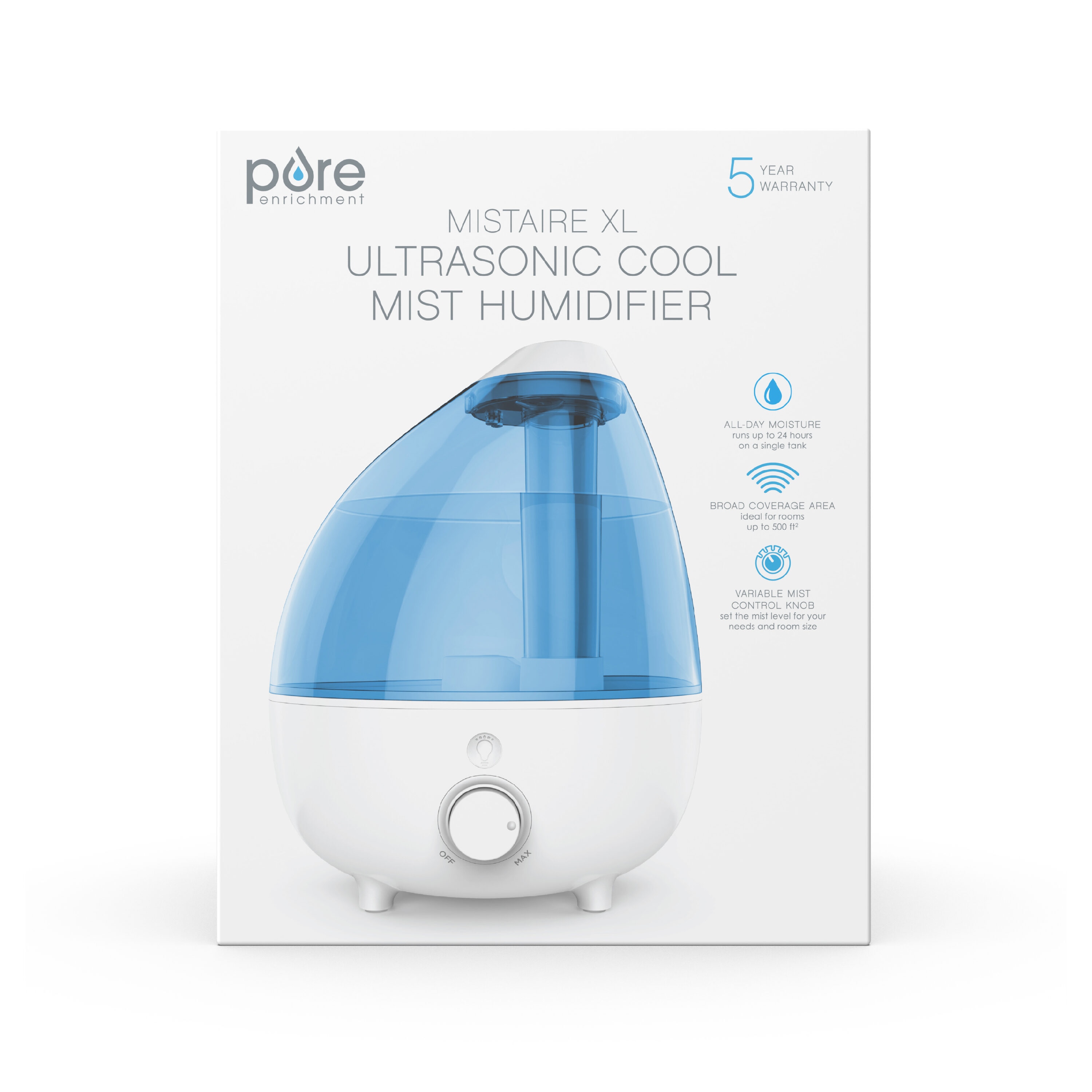 Pure Enrichment® MistAire™ Ultrasonic Cool Mist Humidifier - Quiet Air  Humidifier for Bedroom, Nursery, Office, & Indoor Plants - Lasts Up To 25  Hours