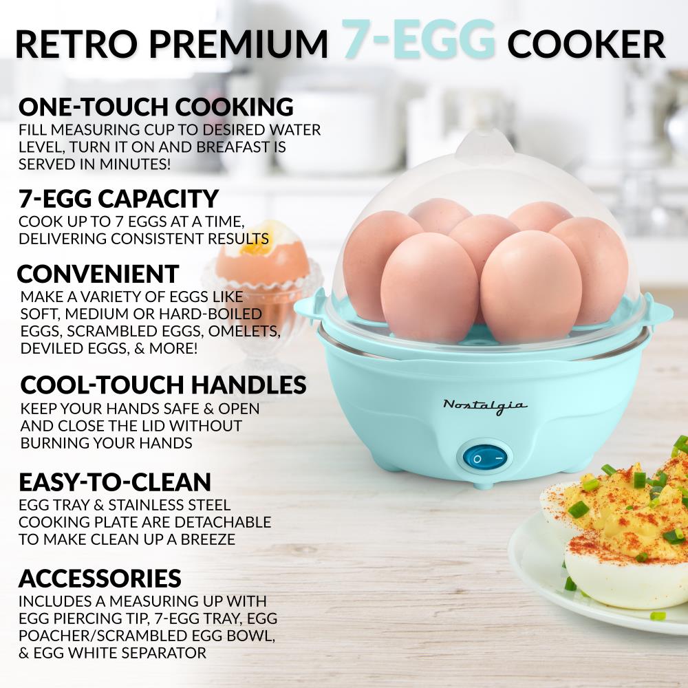 brentwood Brentwood Electric 7 Egg Cooker in Blue, Soft, Medium, Hard Boil, Poached & Omelet Modes, Auto Shut-Off, Residential