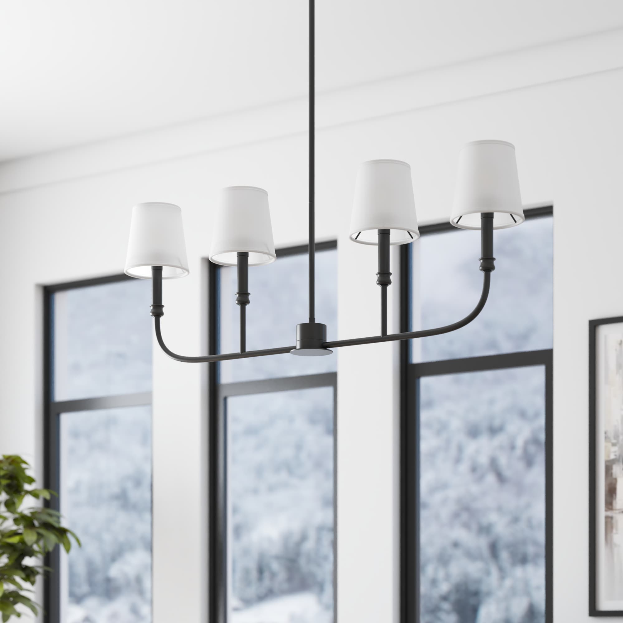 Prominence Home 51891-26 Billet 4 -Light Matte Black Transitional For Use in Bedrooms, Dining Rooms, Foyers, Kitchens, Living Rooms Chandelier