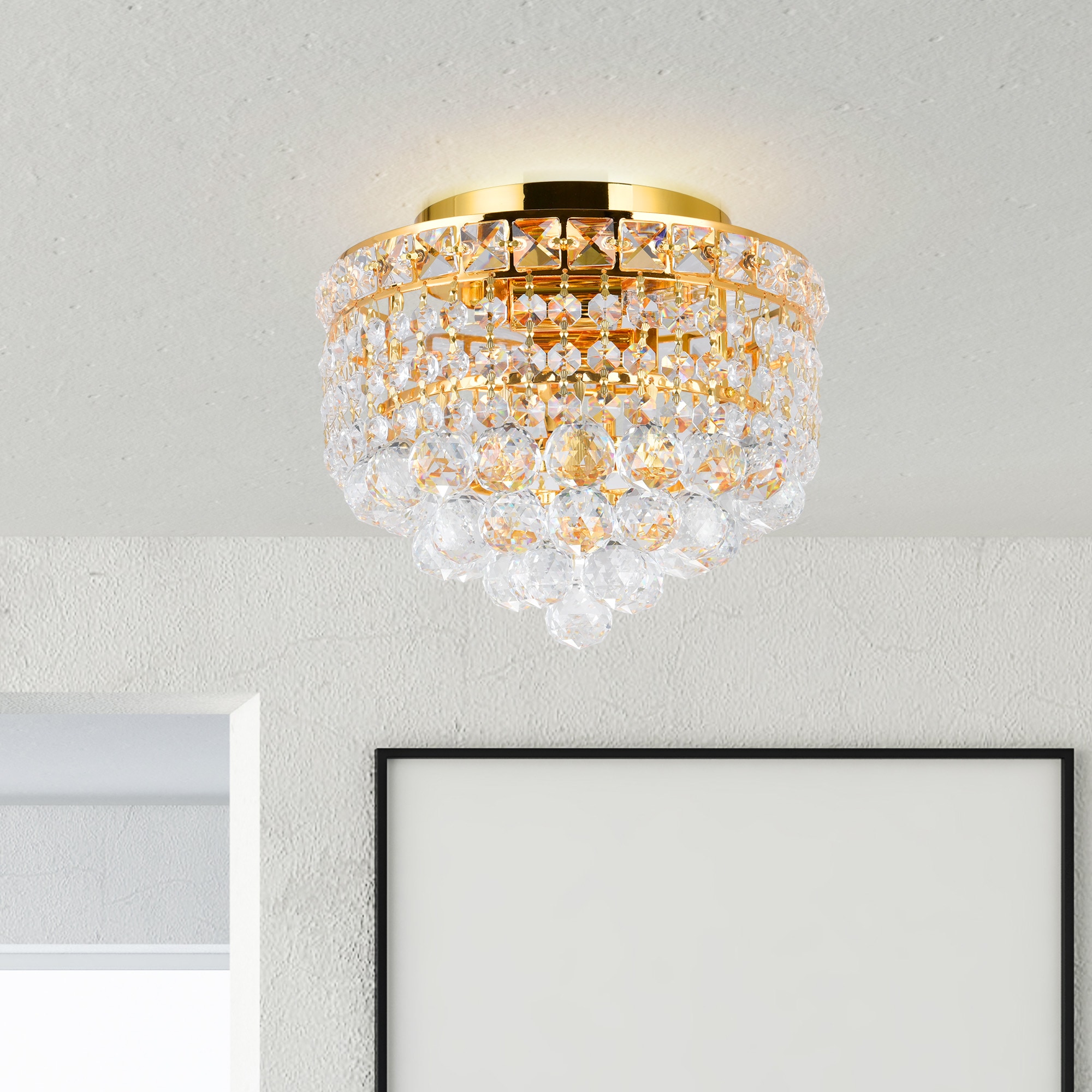 CWI Lighting 8002C10G Luminous 2-Light 10-in Gold Flush Mount Light
