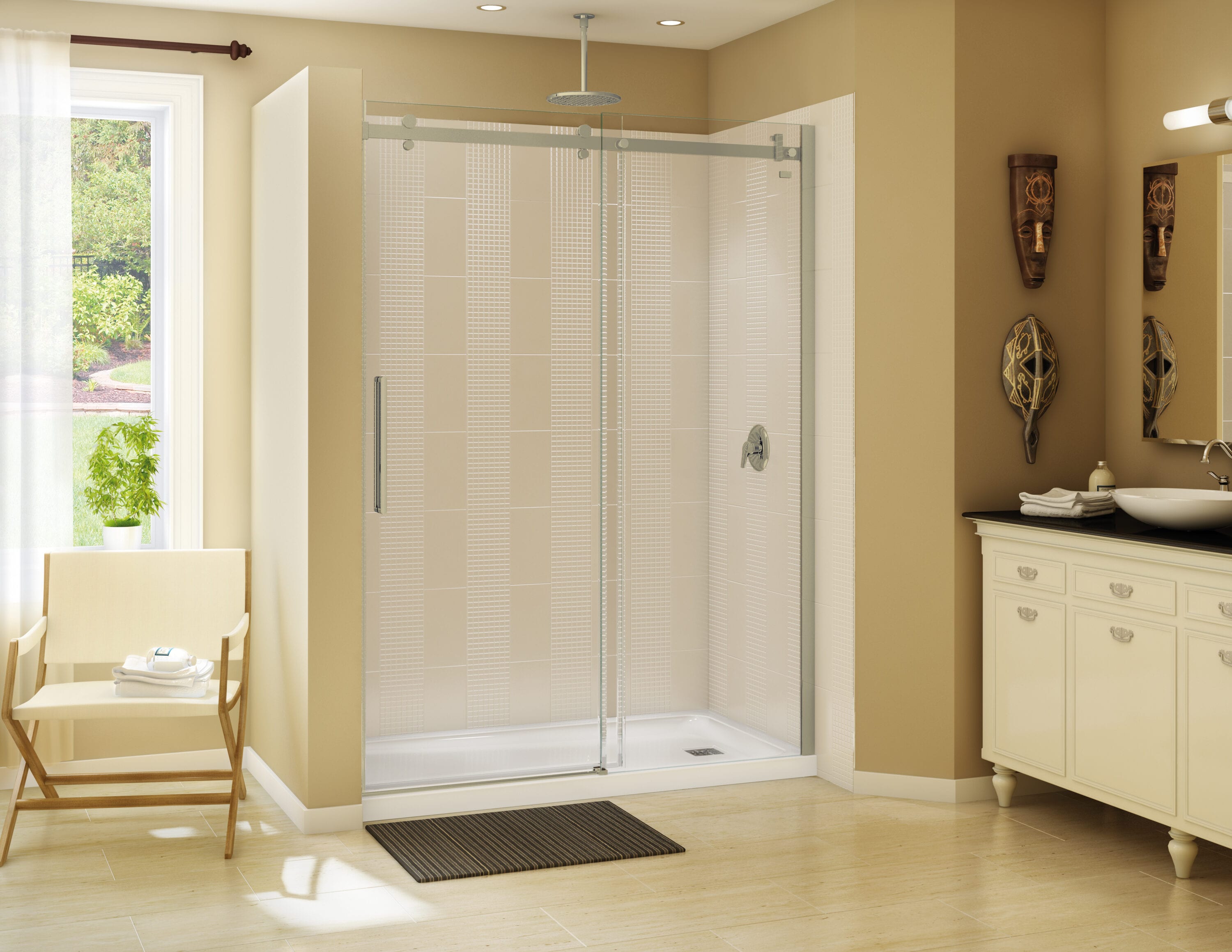 MAAX 138997-900-305-000 Halo Brushed Nickel 56-1/2-in to 59-in W x 78.75-in H Frameless Sliding Shower door 5/16-in Thick Clear Glass