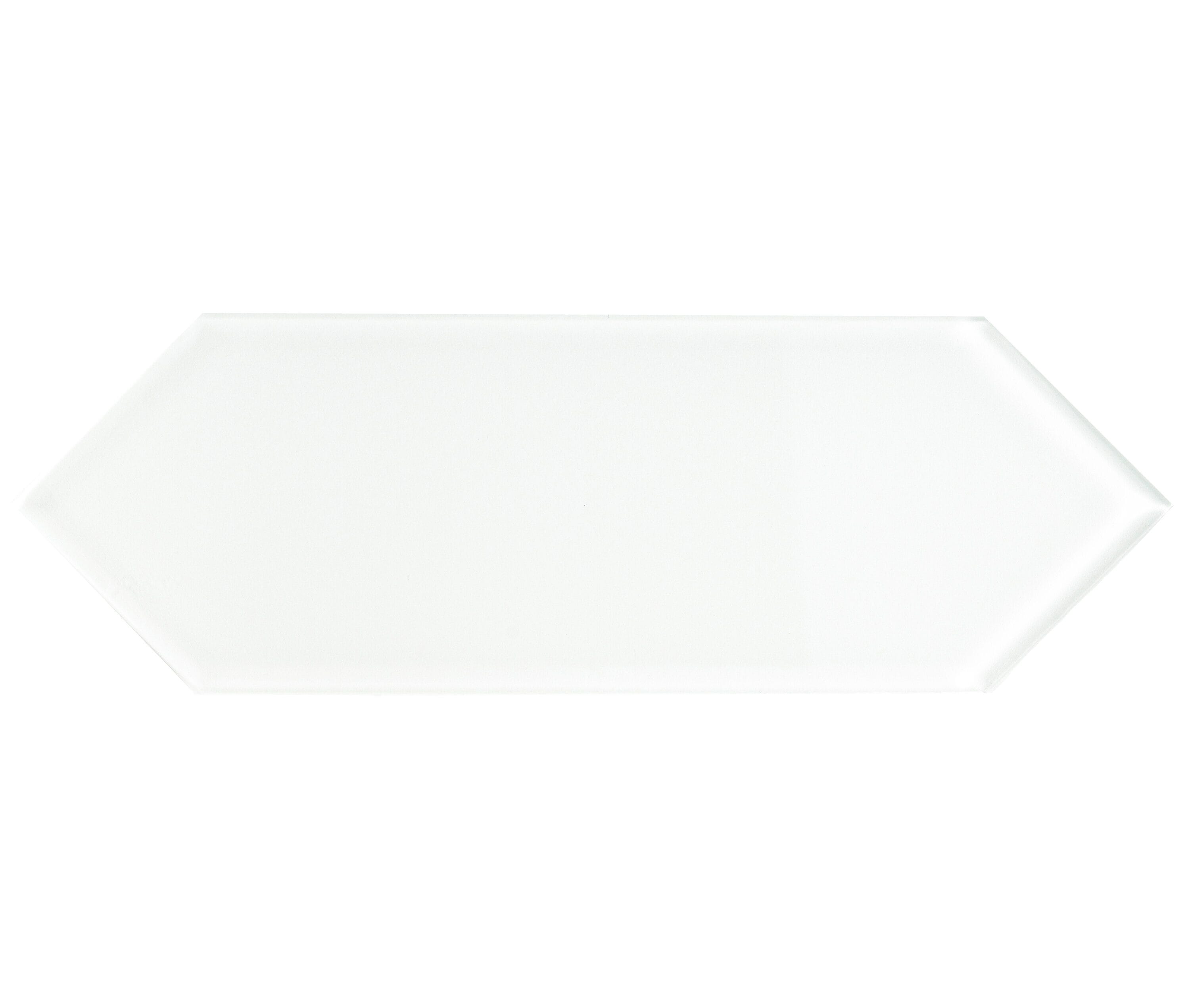 Giorbello G1110-SMPL Sample- Glass Subway White 3-in x 9-in Glossy Glass Subway Hexagon Wall Tile