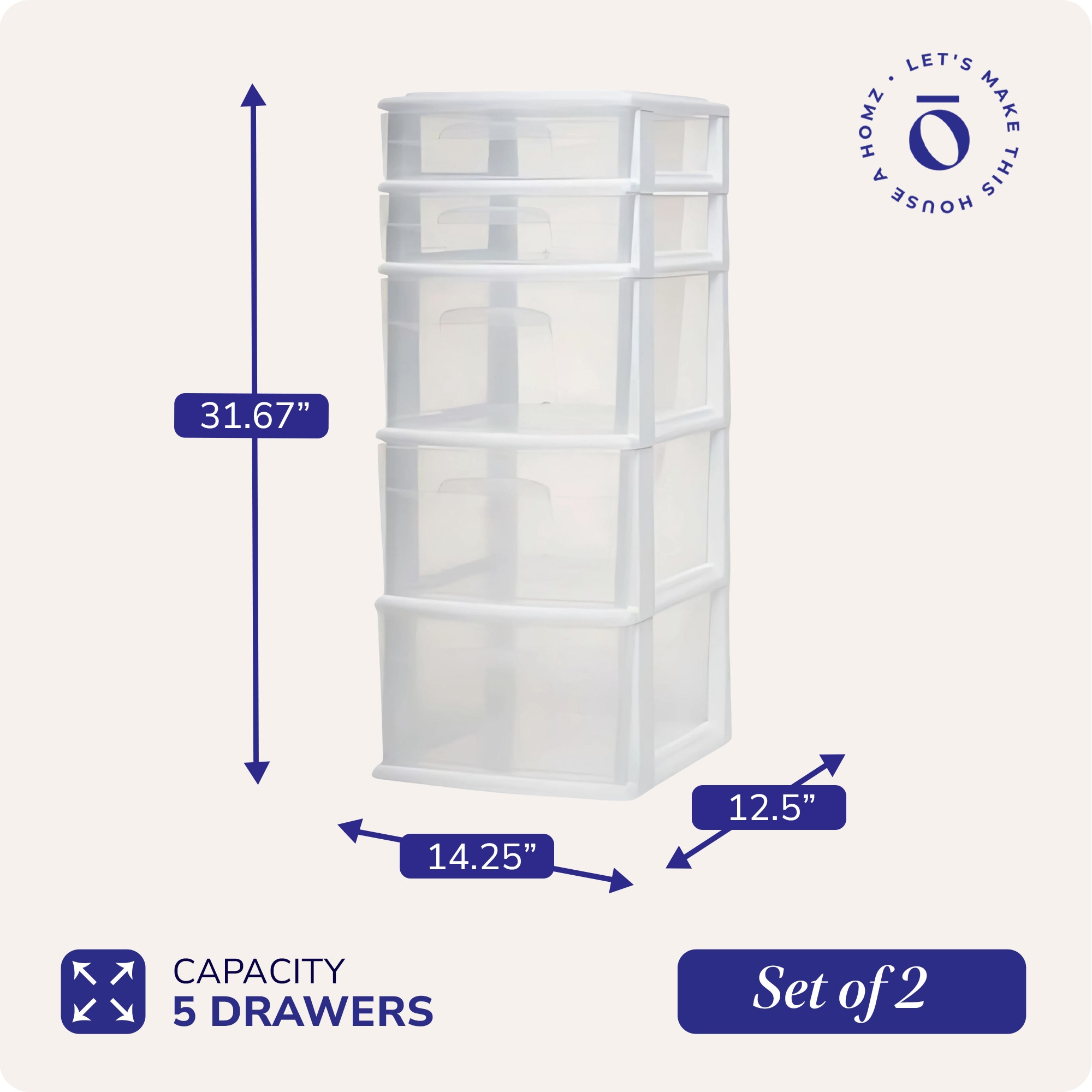 Homz Products 05565WHDC.02 Storage-Drawers - View #3