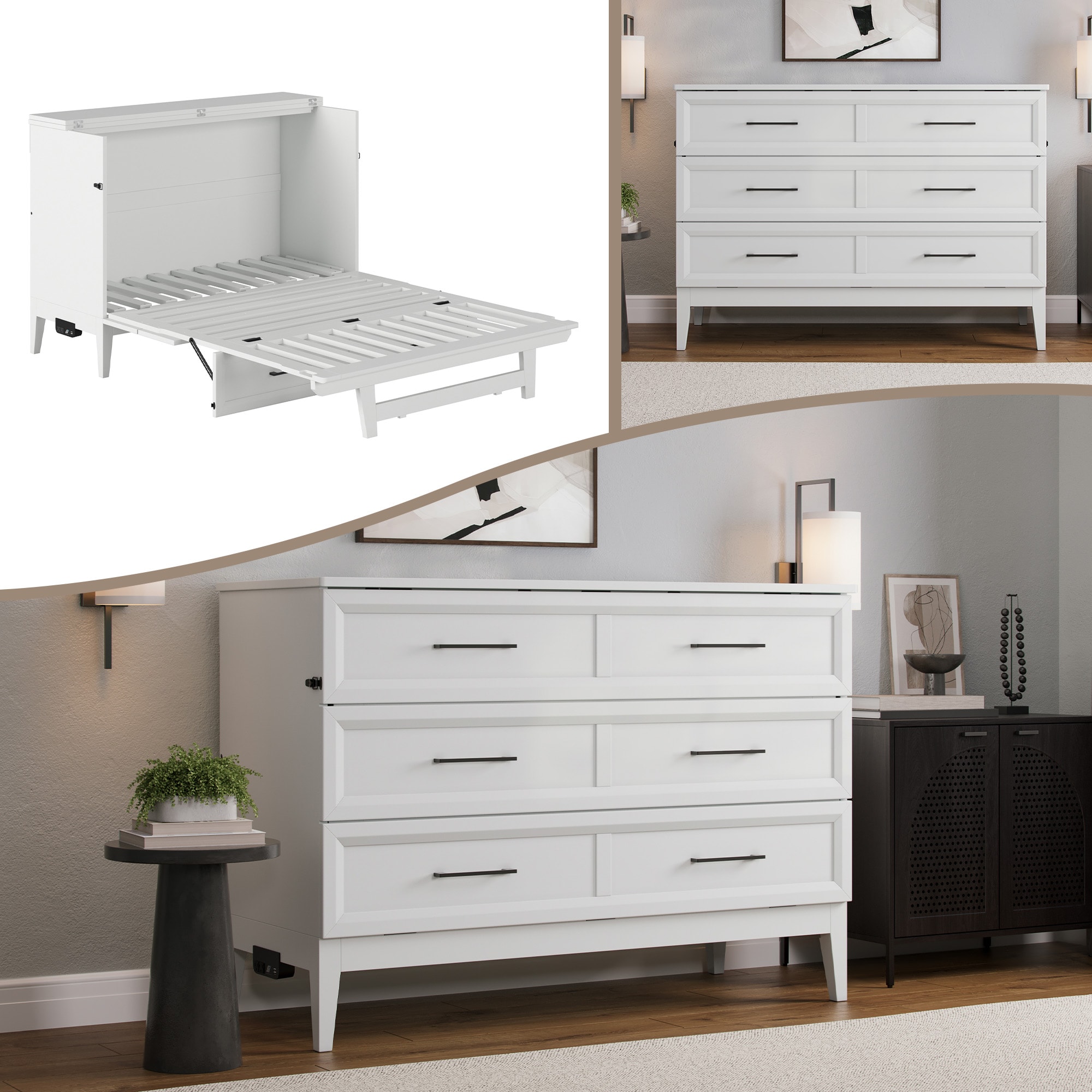 AFI AC773102 Sienna No Mattress White Full Wood Murphy Bed