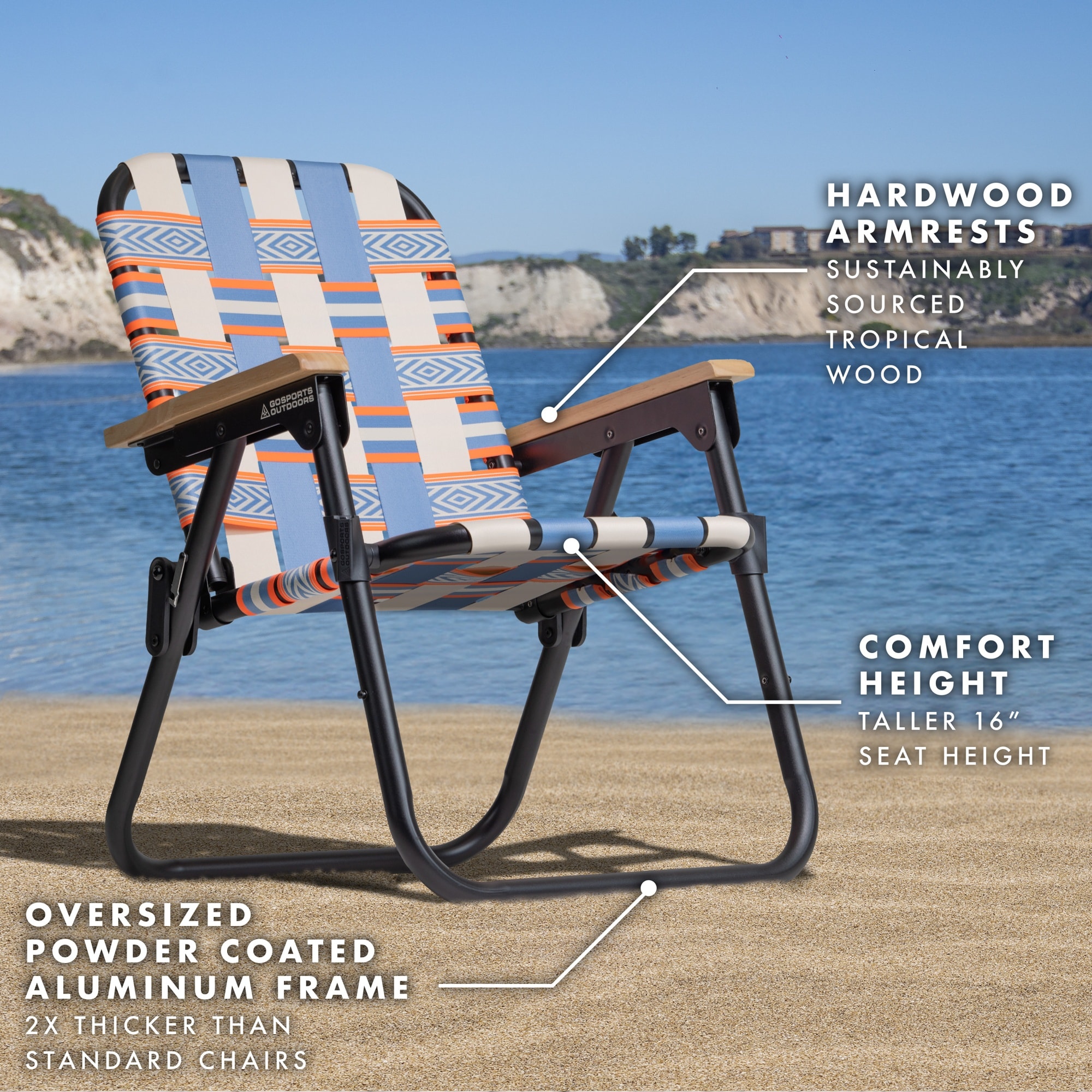 Multicolor Aluminum Folding Beach and Camping Chair with Cushions