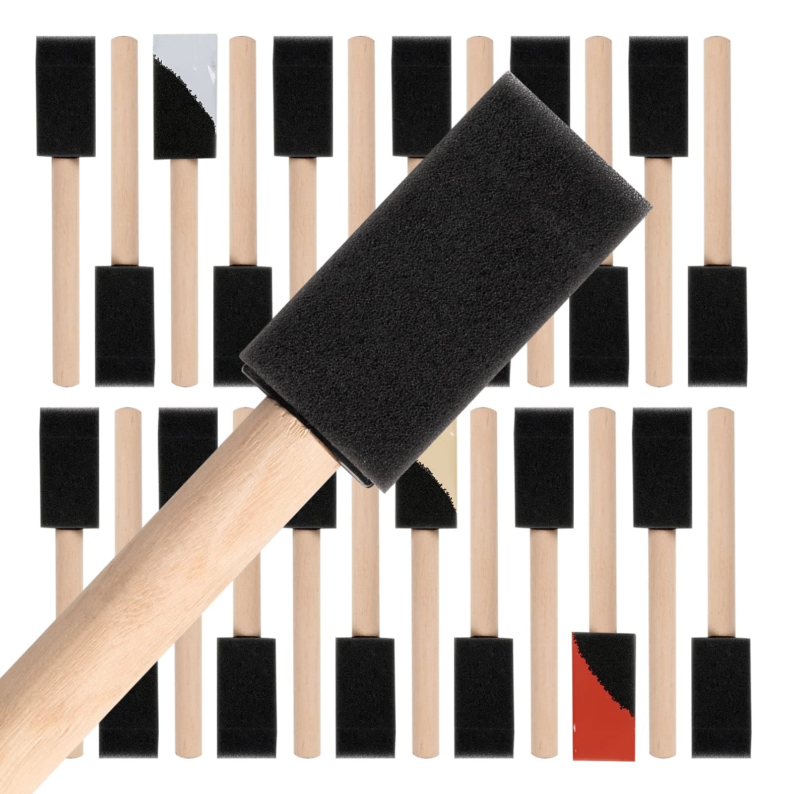 Linder Group Inc - Foam paint brush 1 inch pack of 24 lightweight wood handle sponge brushes for ...