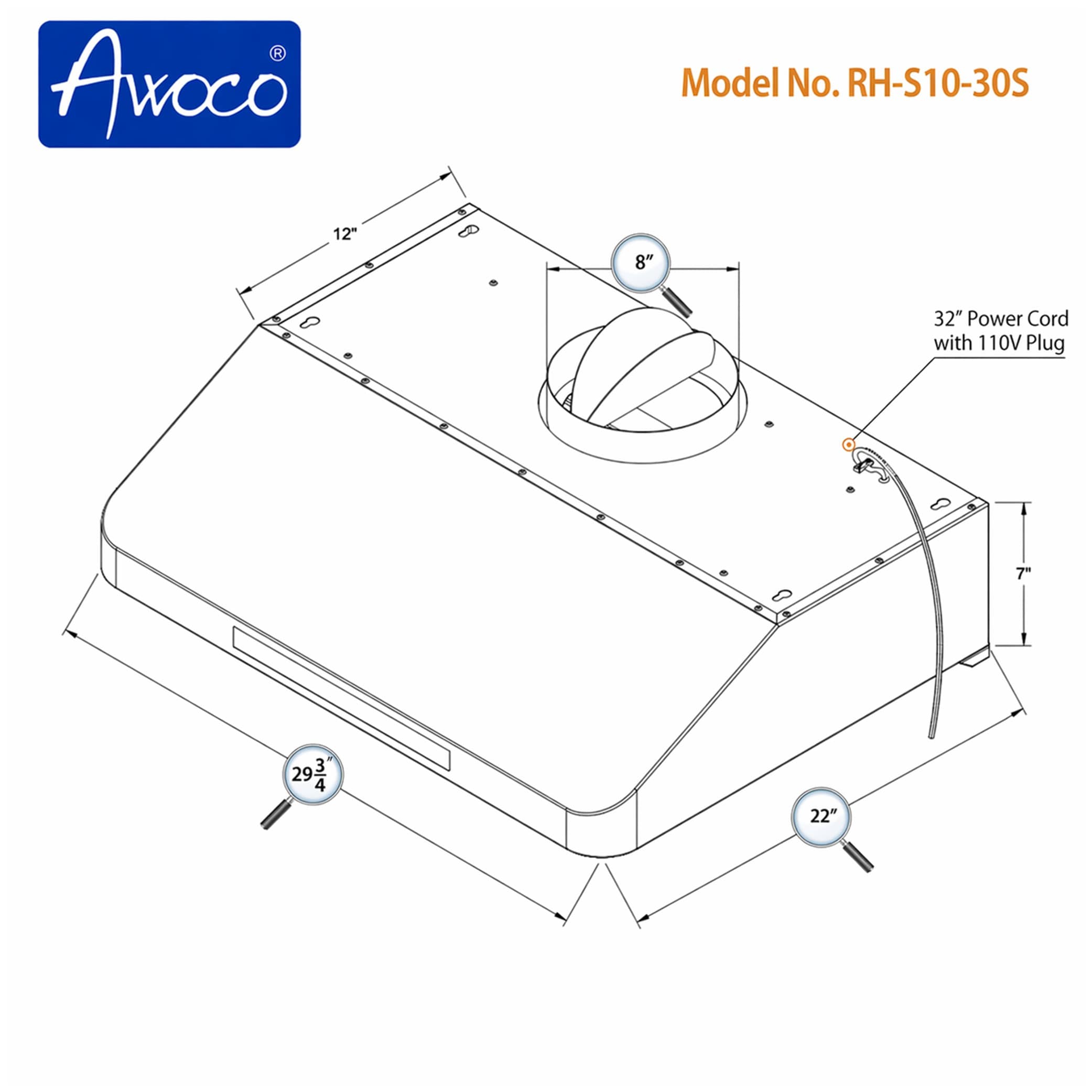 Awoco RH-S10-30S Undercabinet-Range-Hoods - View #8