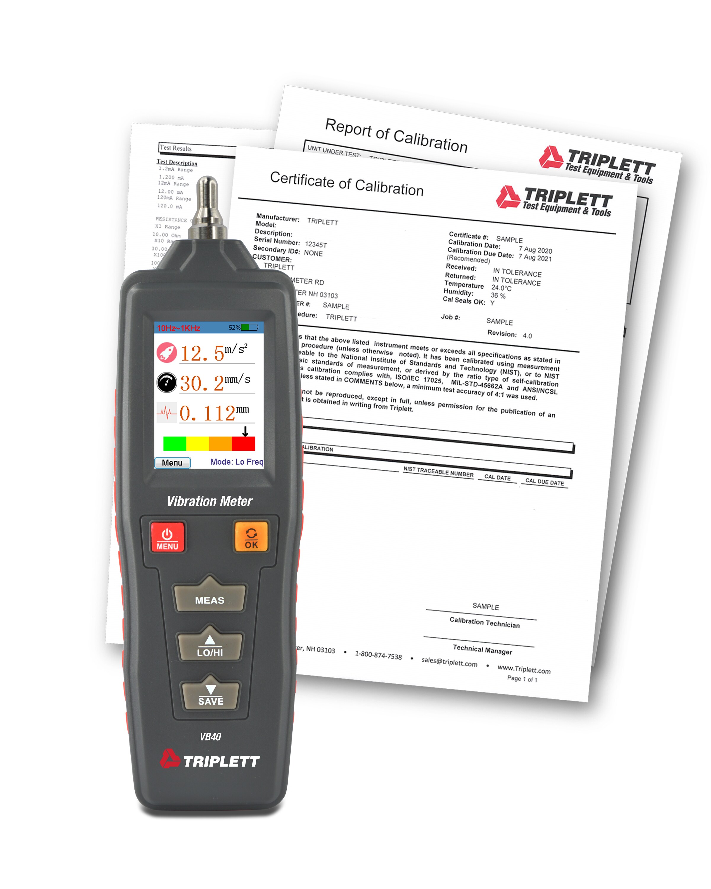TRIPLETT VB40-NIST LCD Display Specialty meter