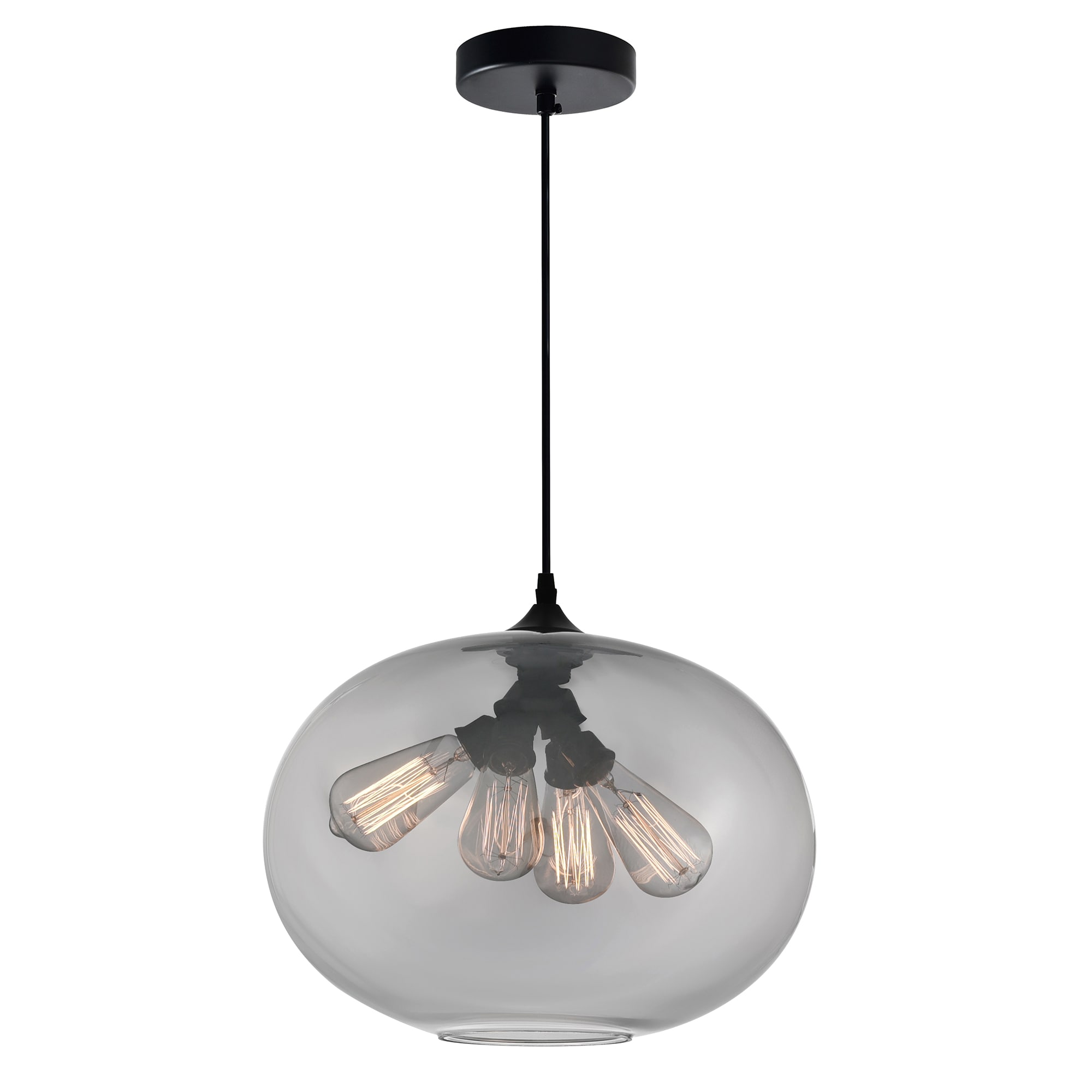 CWI Lighting 5553P16-SMOKE Glass 4 -Light Chrome Modern/contemporary Stained glass Globe Hanging Pendant light