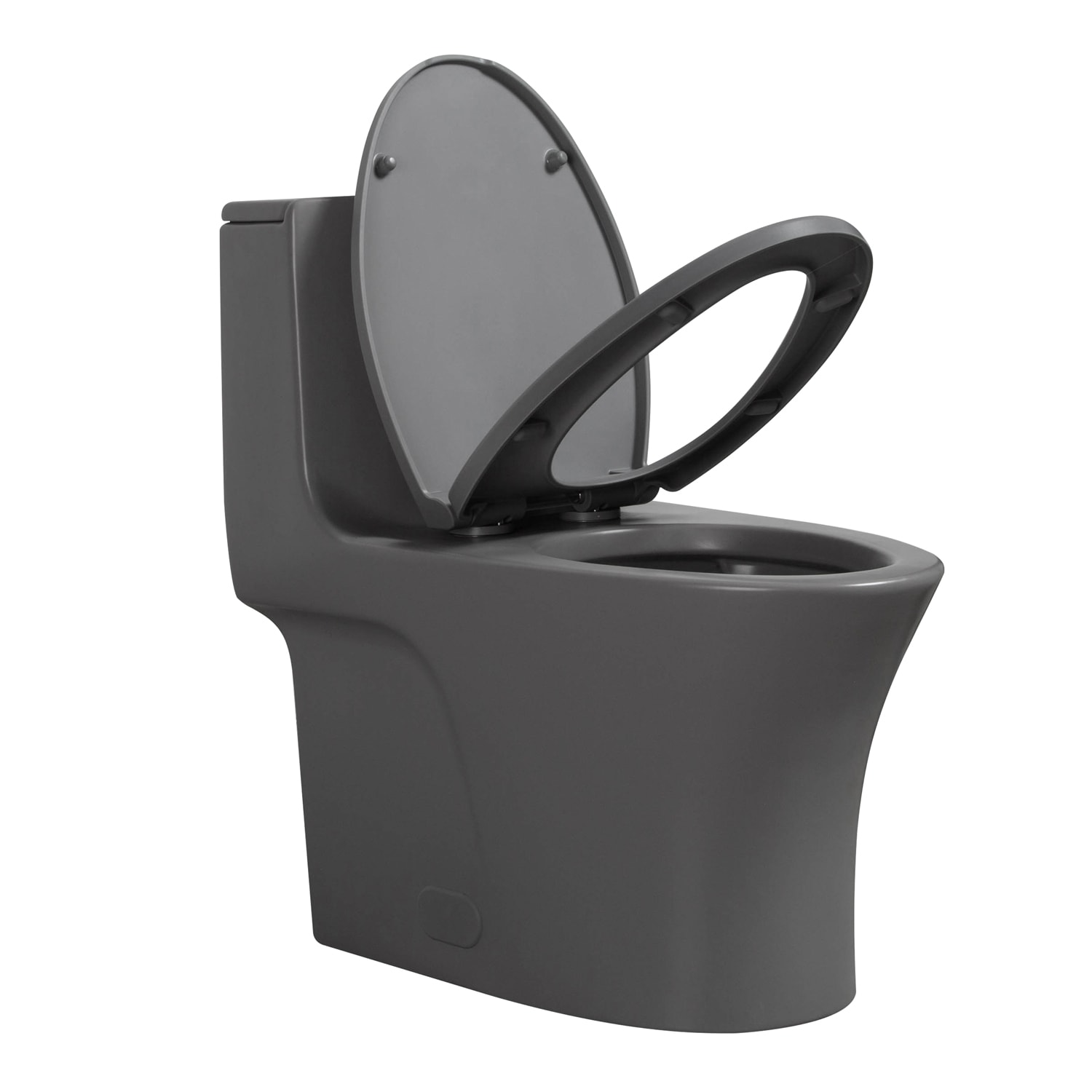 WELLFOR GIJ-TOL23T02-LG Gray Elongated Standard height 12-in Rough-In 1.6 GPF Dual Flush Soft Close 1-piece Toilet
