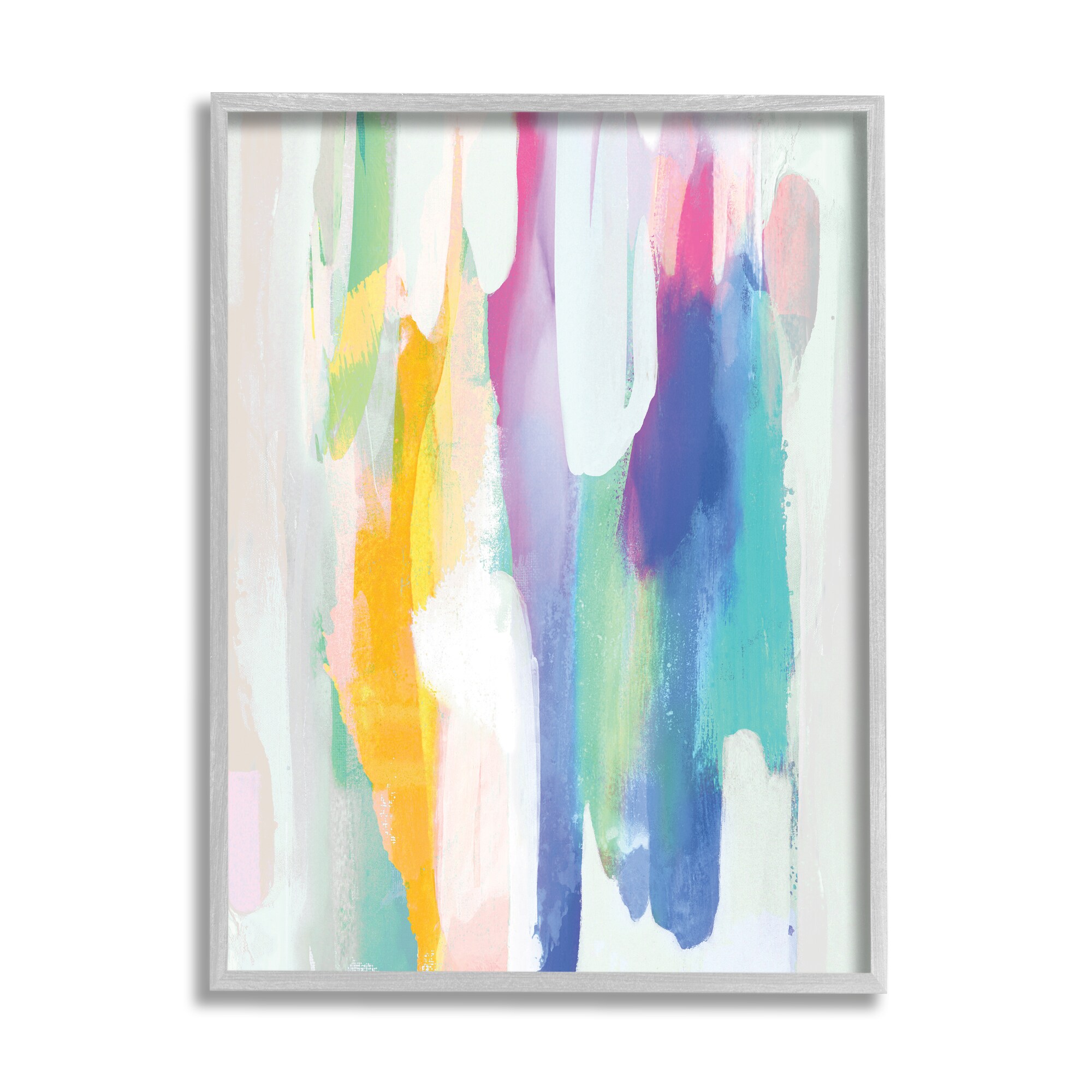 Alluring Rainbow Tones Abstract Layered Shapes Jackie Hanson Framed 30-in H x 24-in W Abstract Print | - Stupell Industries AE-829-GFF-24X30