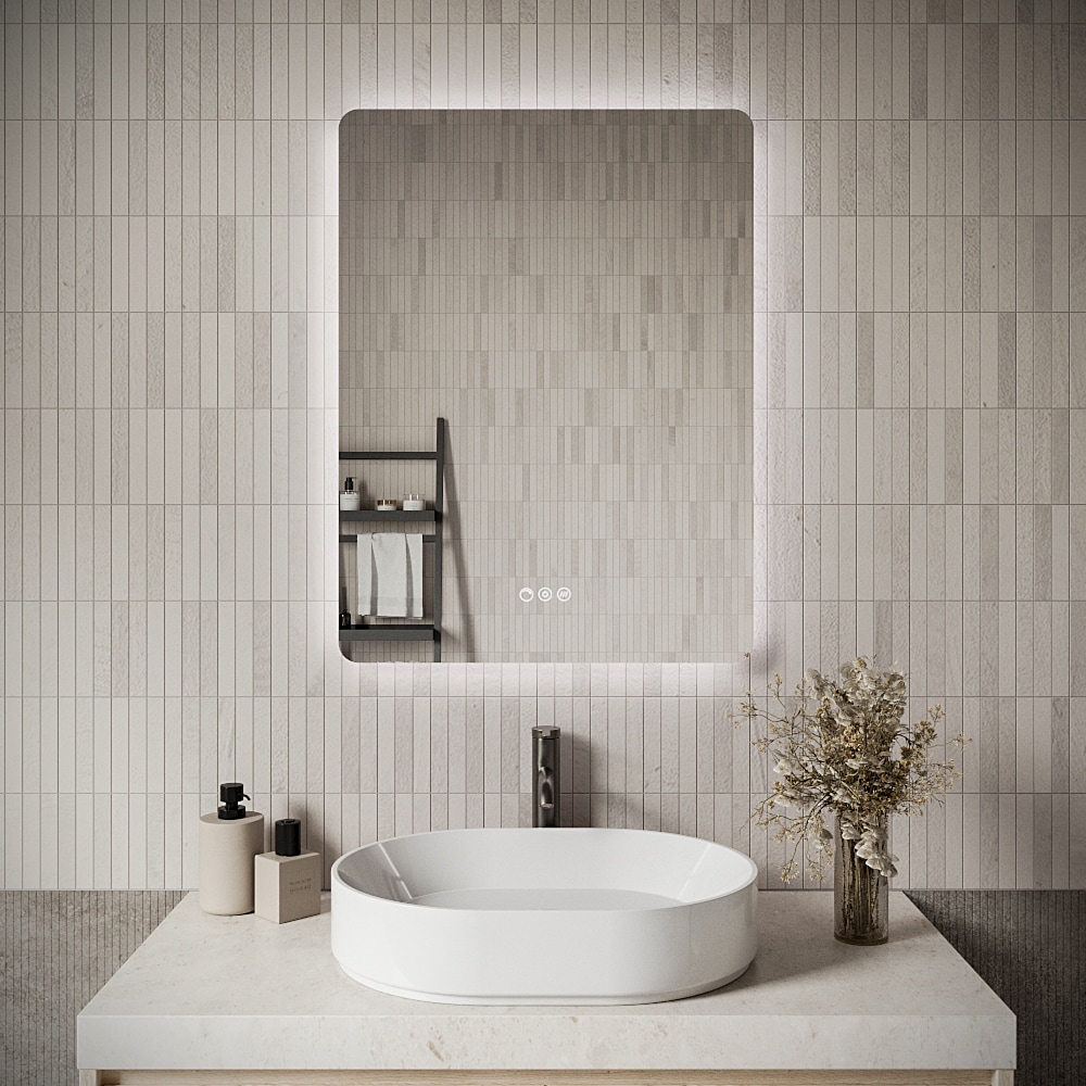 Streamline M-2040-239 24-in x 32-in Beveled Frameless Rectangle Dimmable LED Lighted Fog Free Bathroom Vanity Mirror ( Chrome )