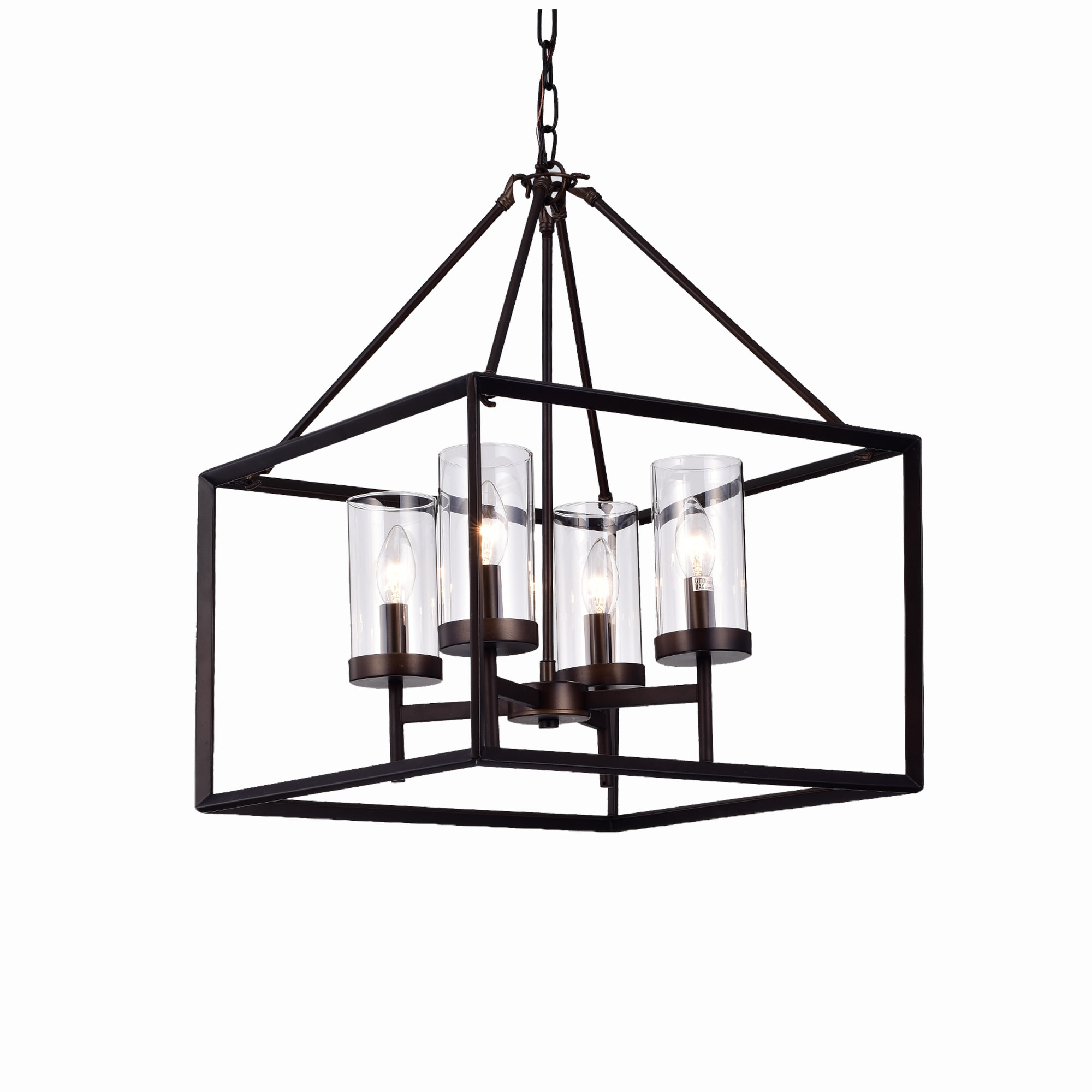 Home Accessories Inc RL8201AB 4 -Light Antique Bronze Traditional Clear glass Square Medium Hanging Pendant light