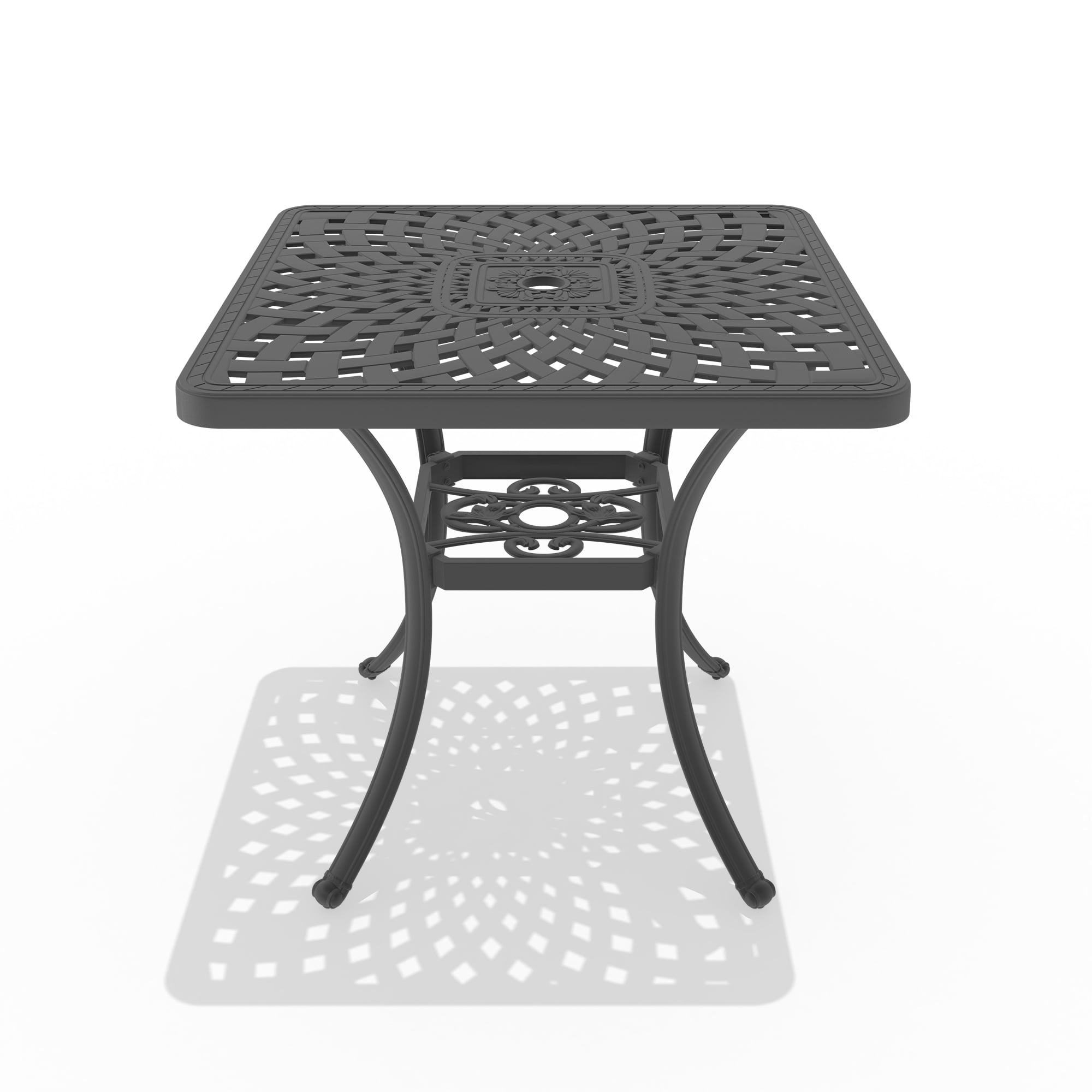 Kahomvis NICE-QP1092-024 Cast Aluminum Patio Dining Table Square Dining Table 30.7-in W x 30.7-in L with Umbrella Hole