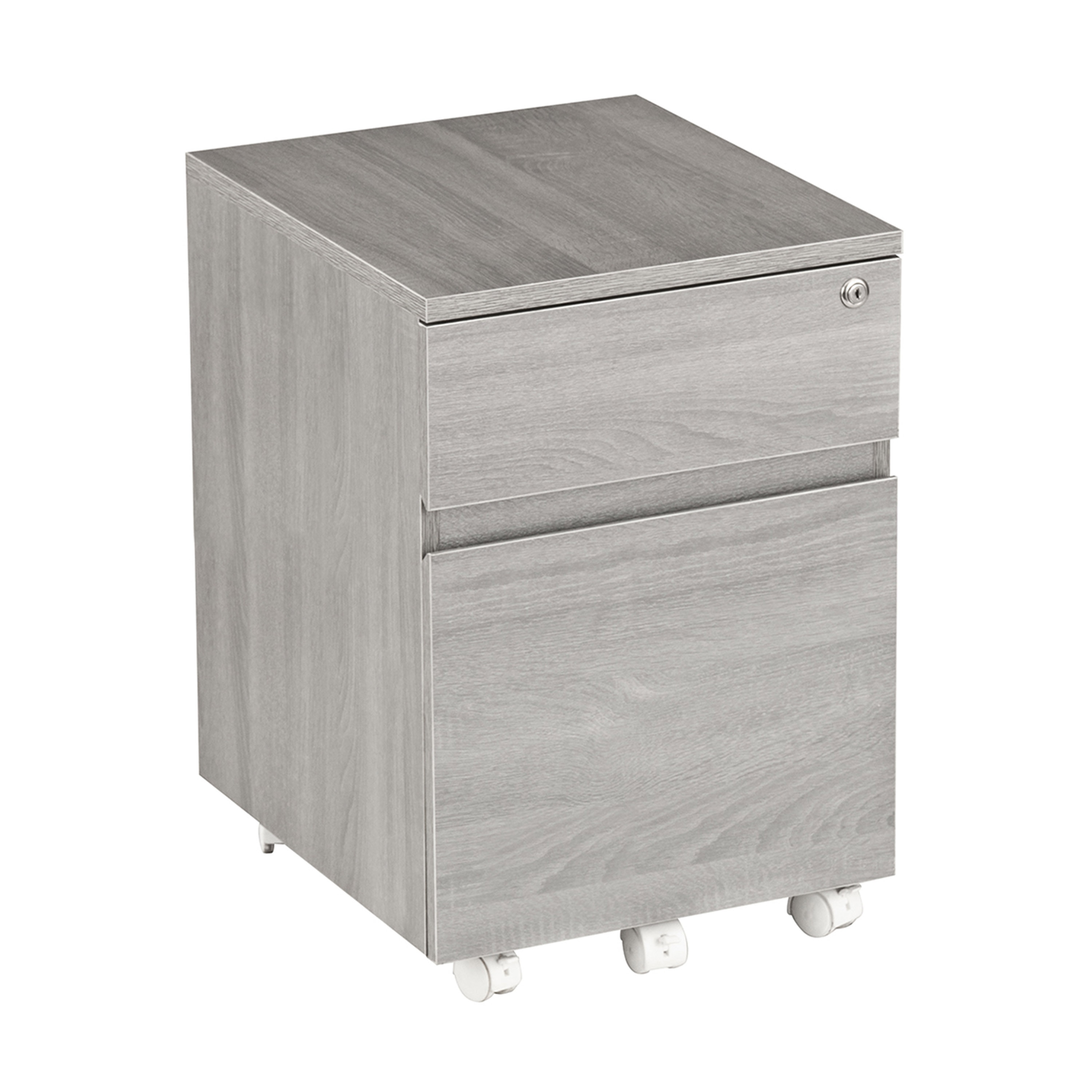Gray MDF Lockable 2-Drawer Vertical Filing Cabinet