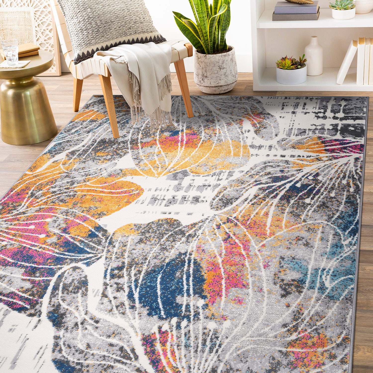 World Rug Gallery 2088MULTI5X7 5 x 7 (ft) Loomed Polypropylene Multiple colors/finishes Rectangular Indoor Floral/Botanical Area rug
