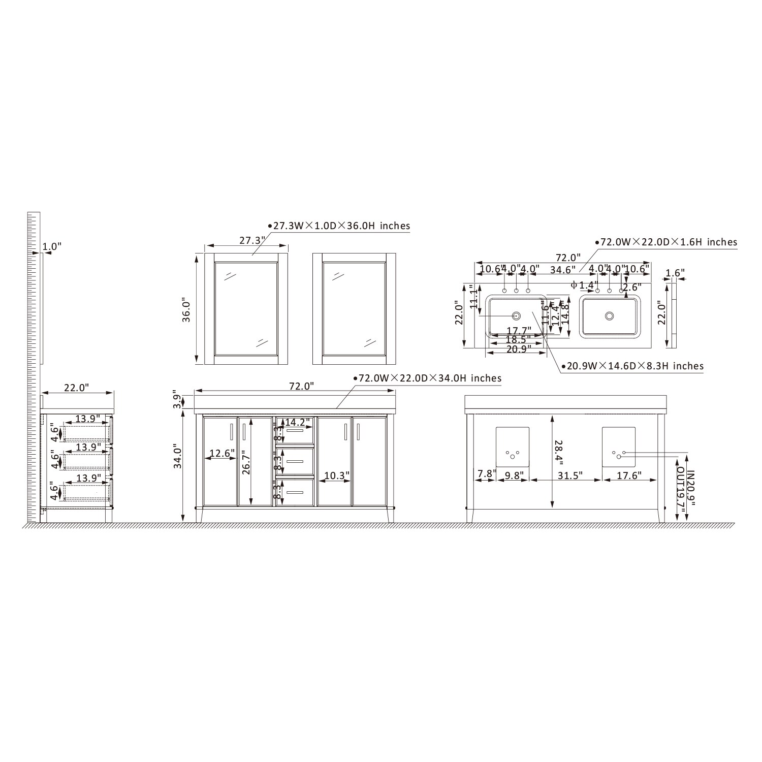 Altair 549072-BO-AW Bath-Vanity-Combo - View #10