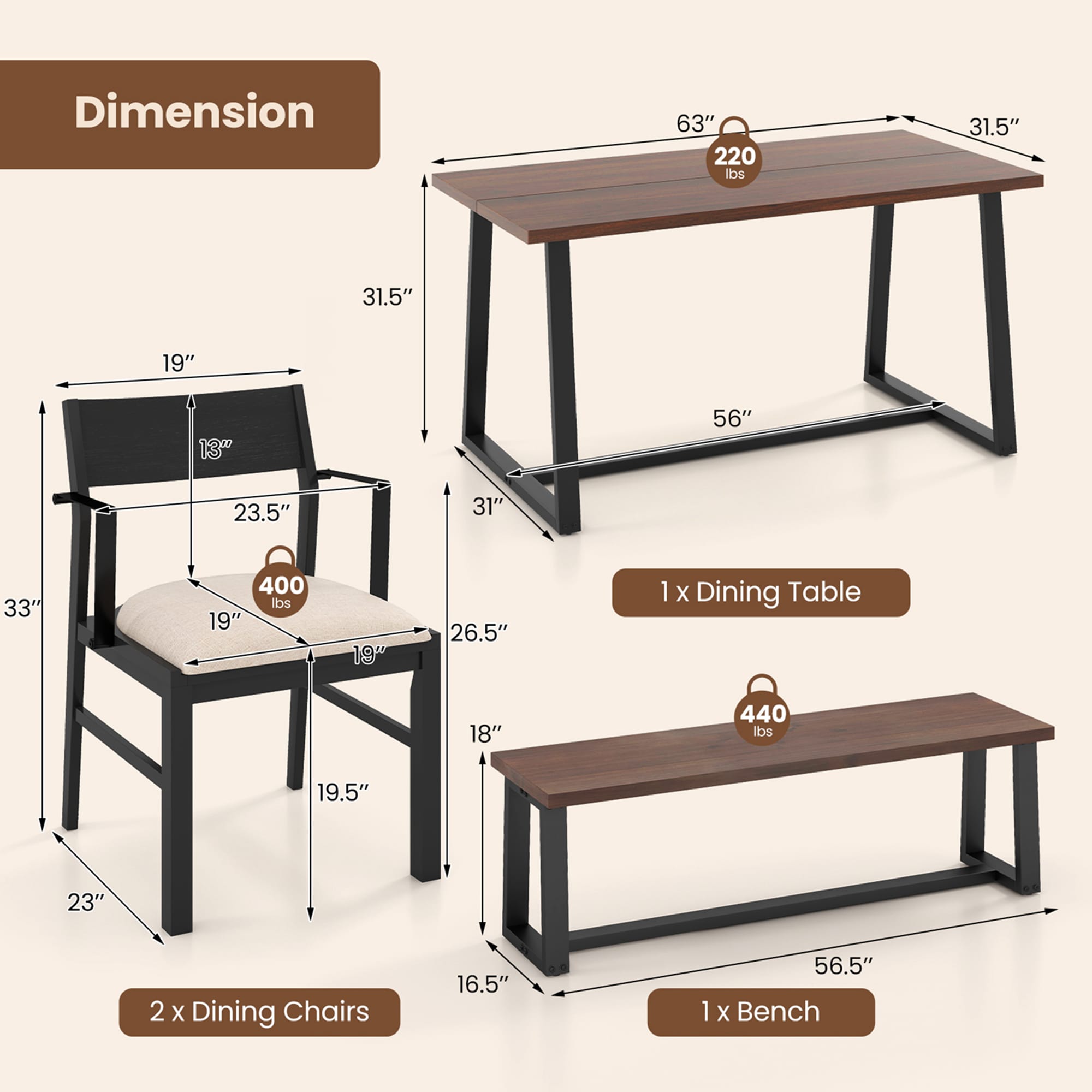 Costway HCST01531 Patio-Dining-Sets - View #2