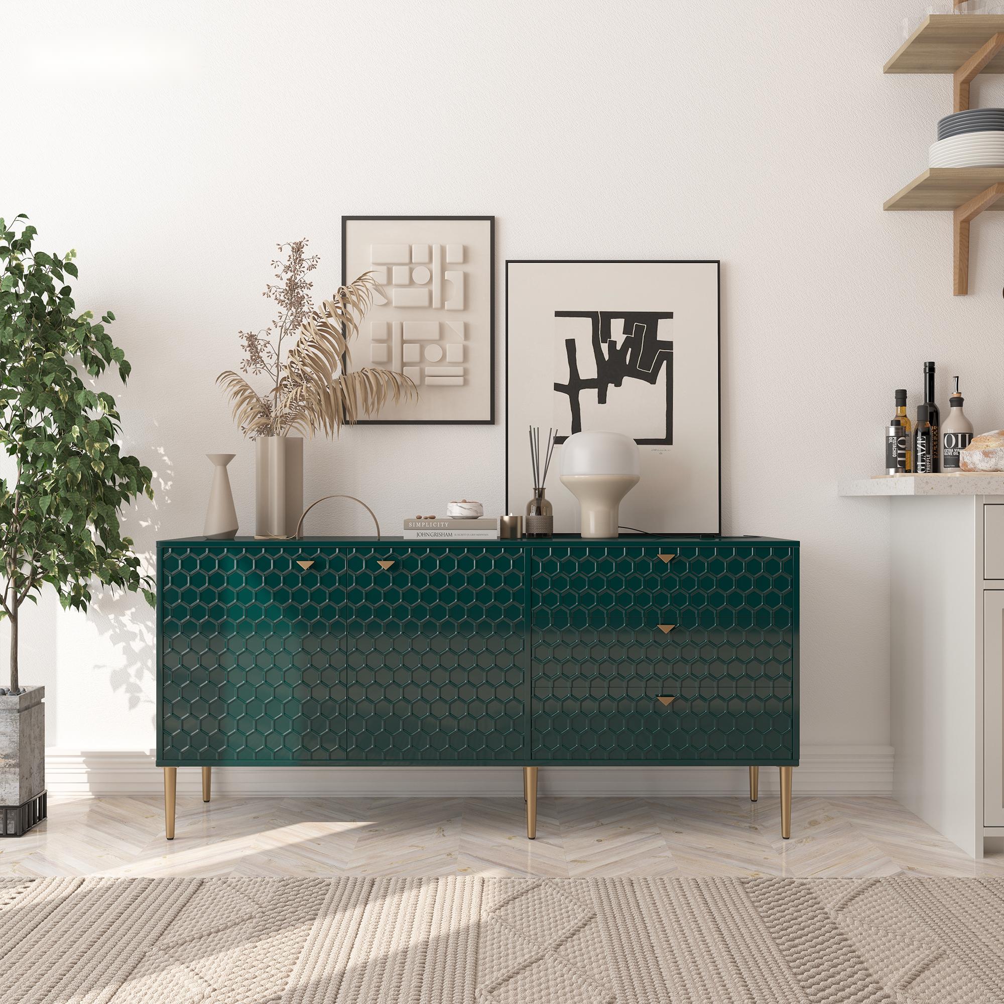 Clihome Modern/Contemporary Green Tv Cabinet (Accommodates TVs up to 60-in)