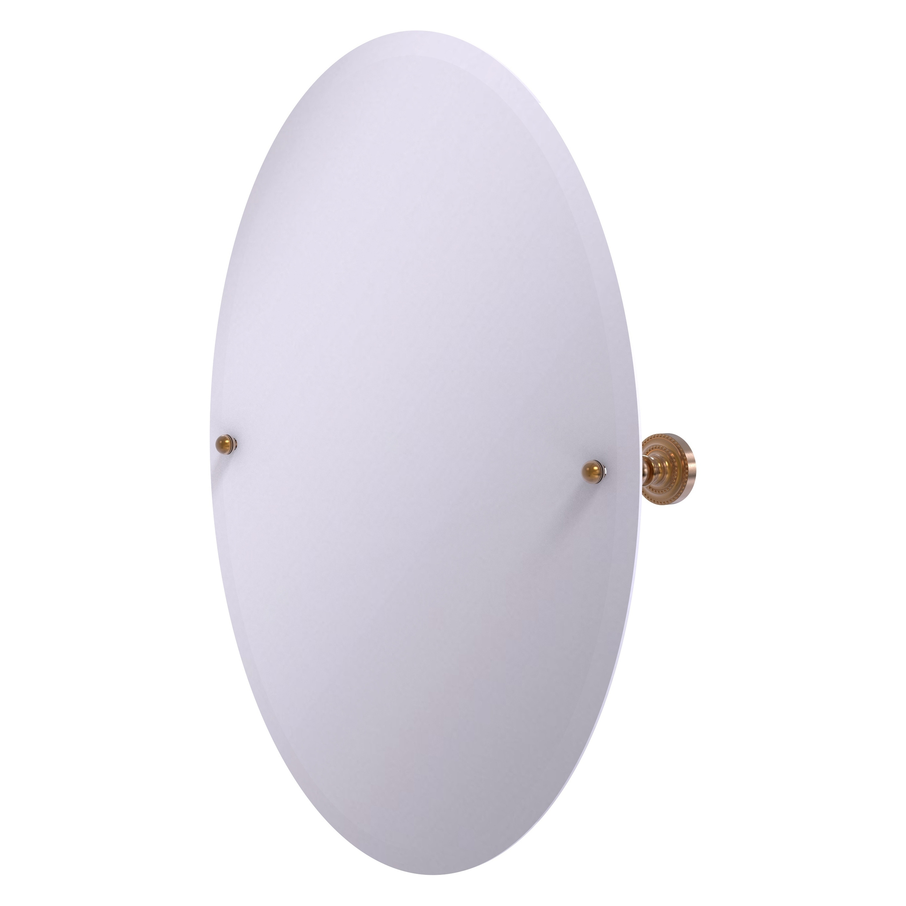 Frameless Oval Beveled Edge Mirror in Brushed Bronze