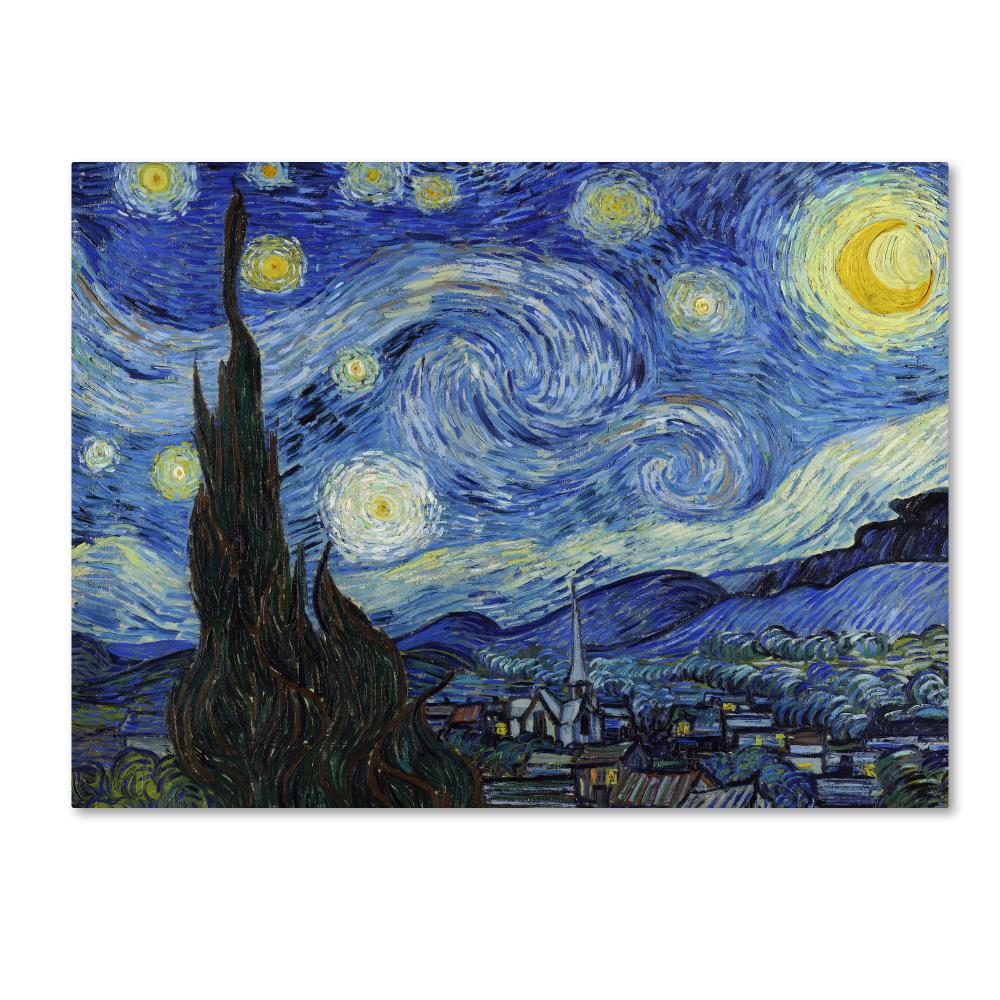 Trademark Fine Art M212-C1419GG Vincent van Gogh "Starry Night" 14x19 Canvas Art Vincent van Gogh Multicolor 14-Inches H x 19-Inches W Museum art Canvas Print