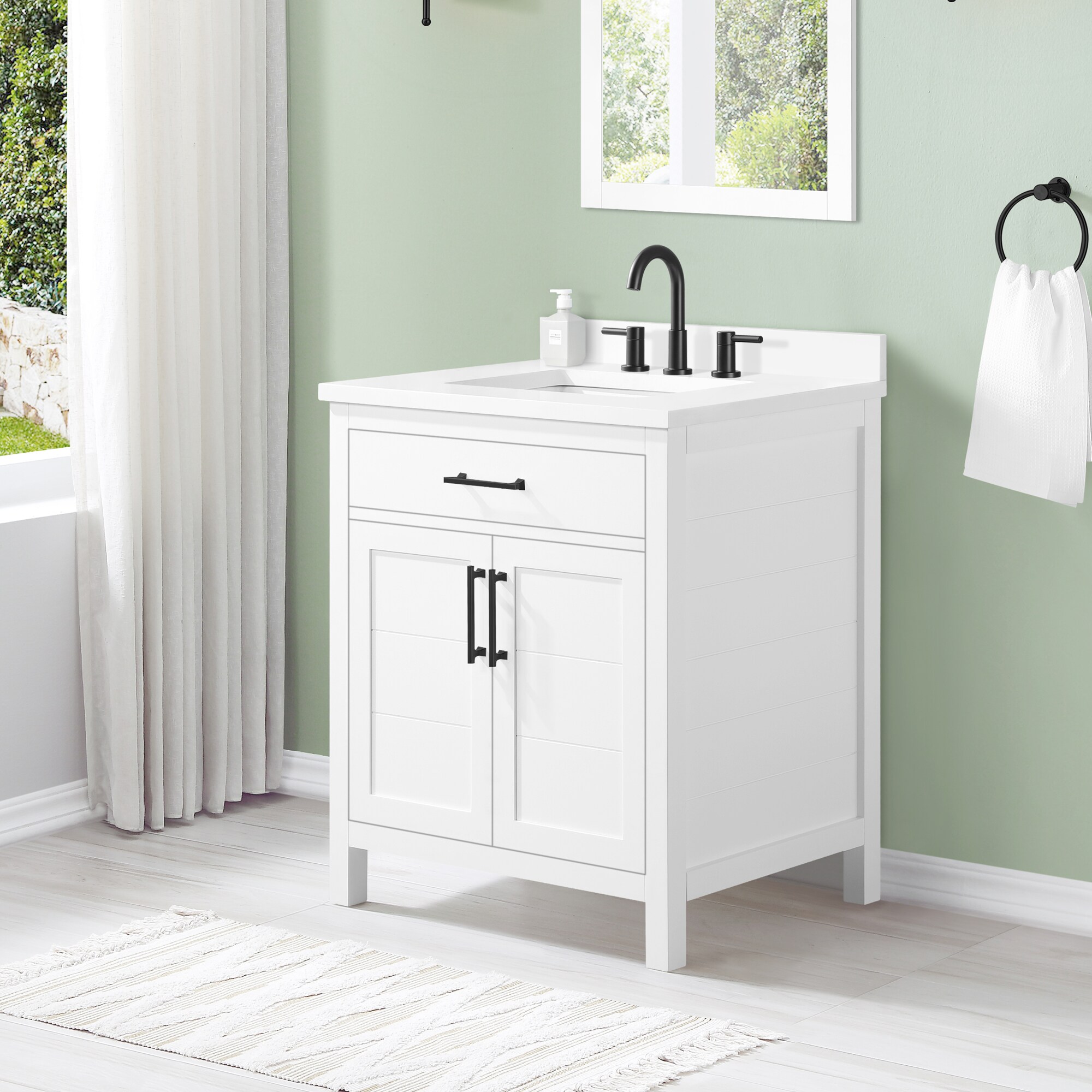 Allen + Roth Finkley 30-in White Undermount Single Sink Bathroom Vanity 