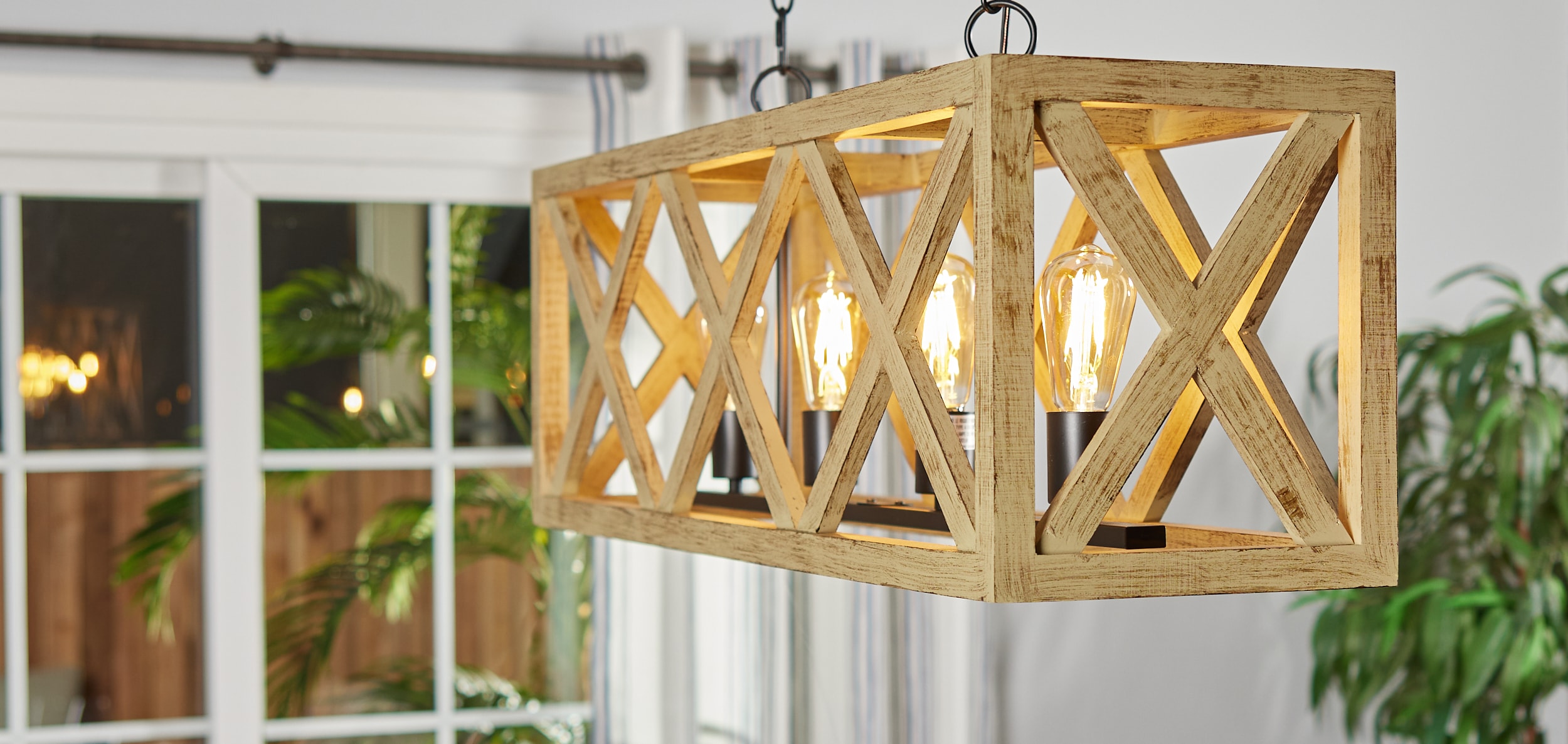 Black and Wood LED Farmhouse Pendant Light
