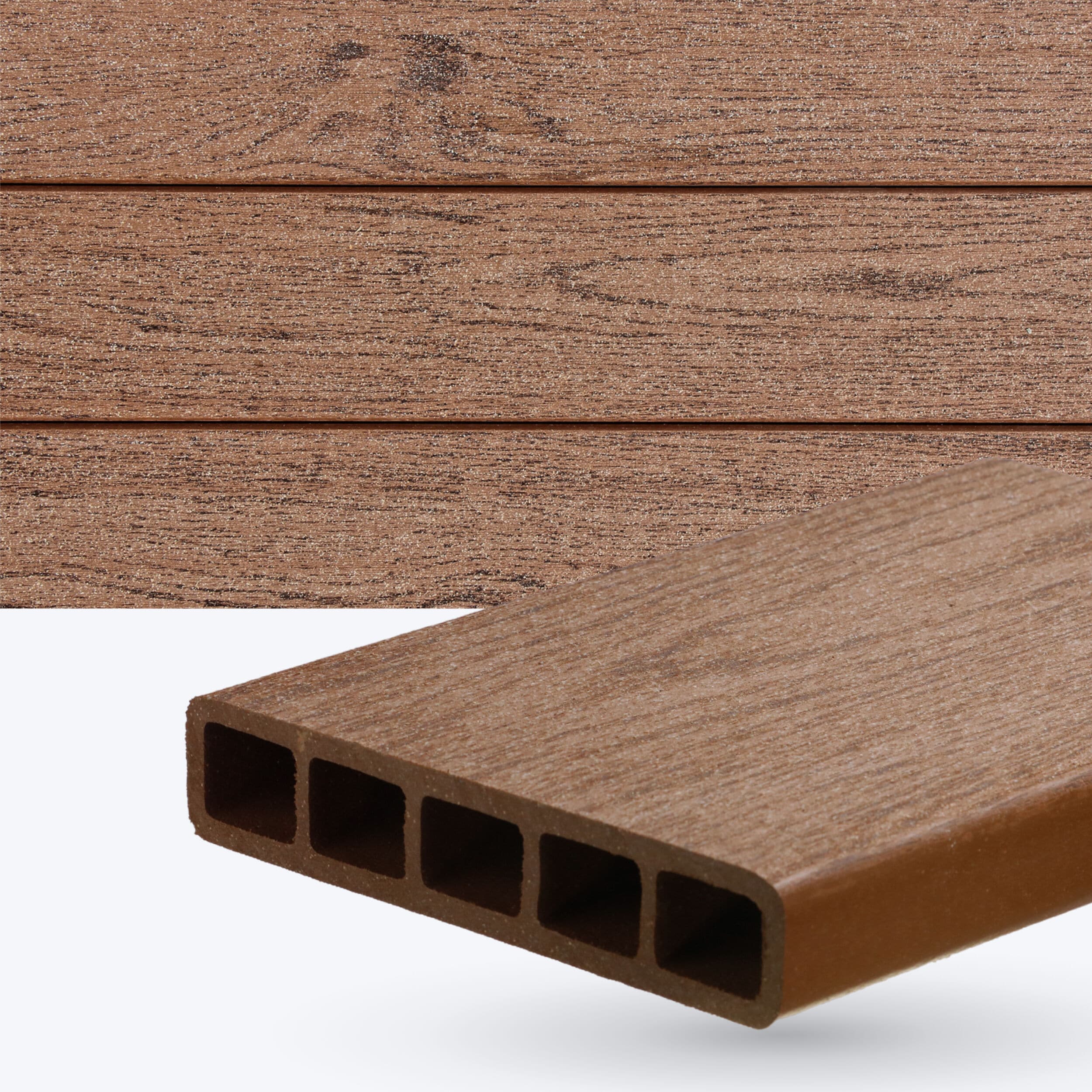 DuxxBak DX-COMMDEKK-192RR Commercial Dekk 1-1/2-in x 8-in x 16-ft Rustic Red Square Composite Deck board