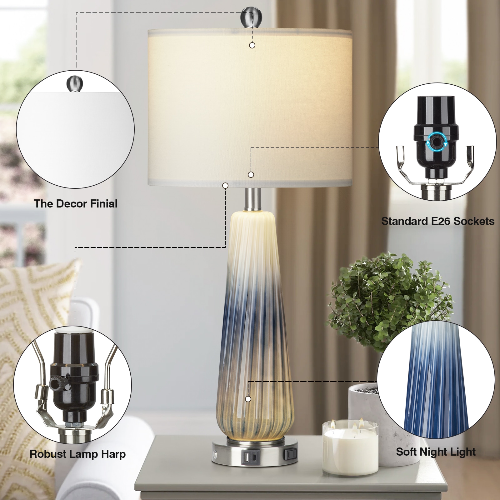UrFurnishings TD-256 Table-Lamps - View #4