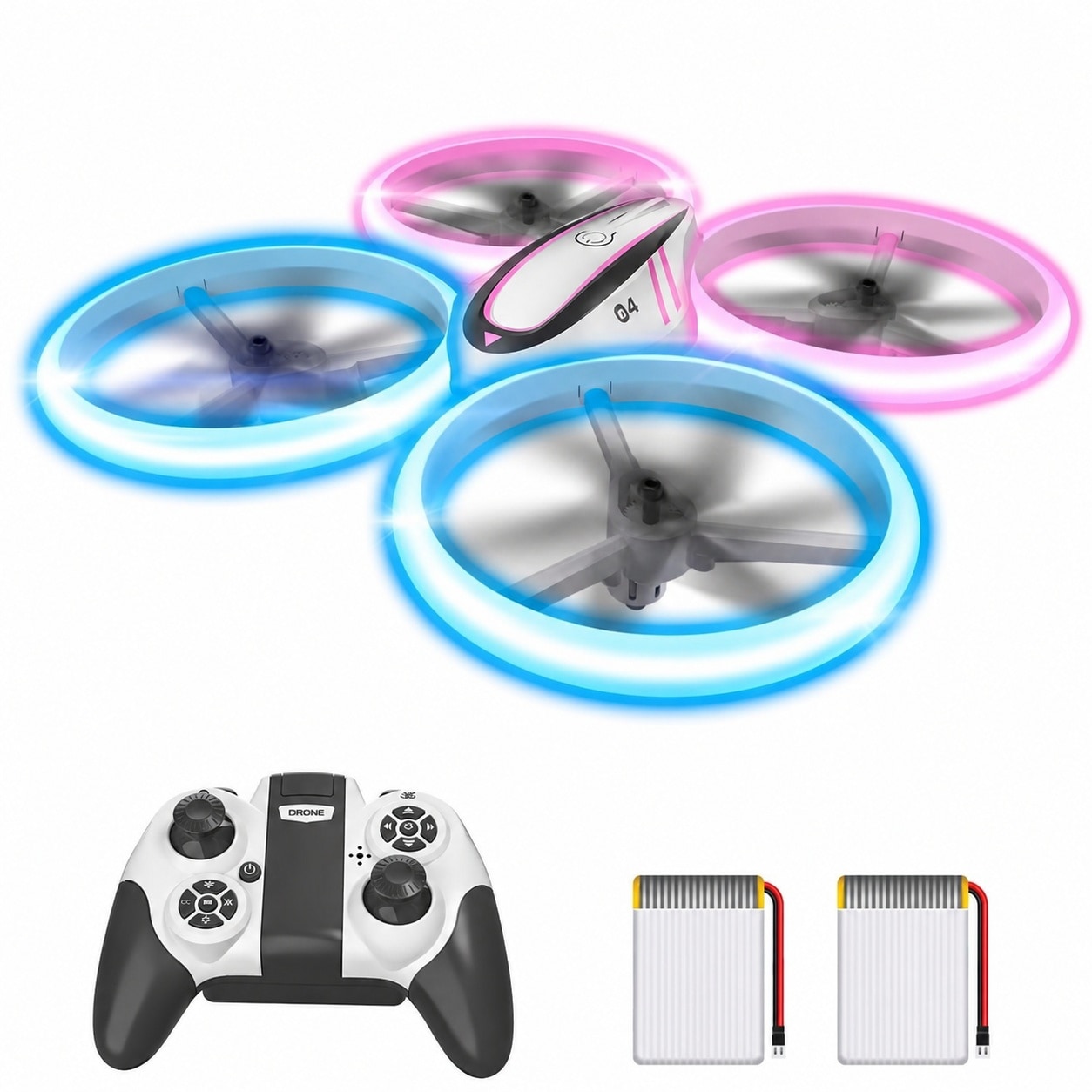 Misopily Q9s Drones for Kids Cool RC Drone with Altitude Hold and Headless Mode Hobby Quadcopter with Blue Pink Light 2 power cells and Remote #LMS0727M114