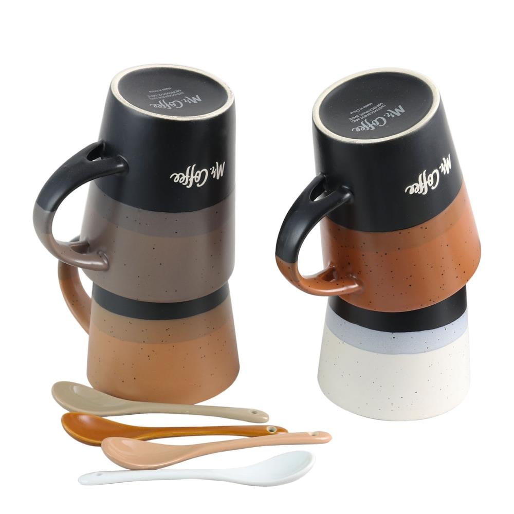 Gibson Bareggio 8pc Coffee with Spoon Set 4 Designs Mr