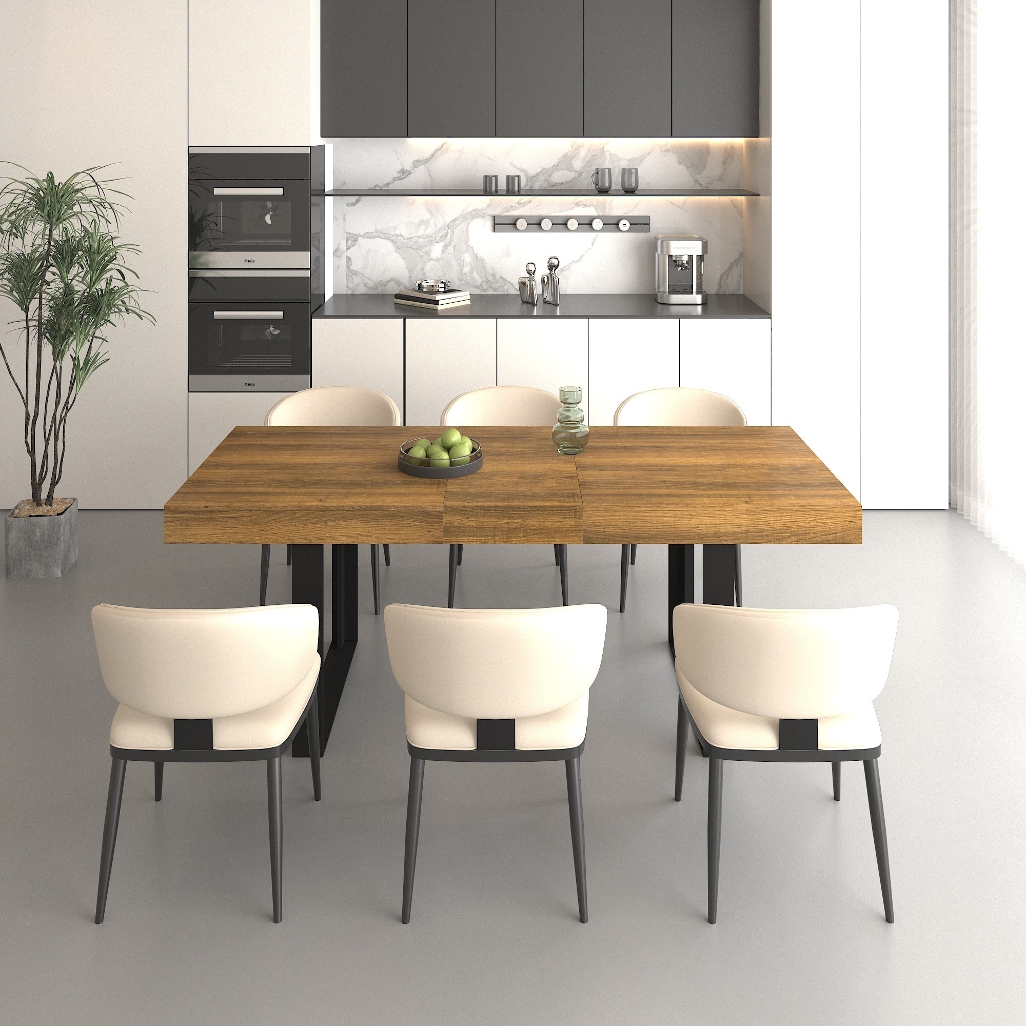 Horizons Prime - 63 inch x 32 inch Black Brown Aged Wood Rectangle Extendable Dining Table with S...