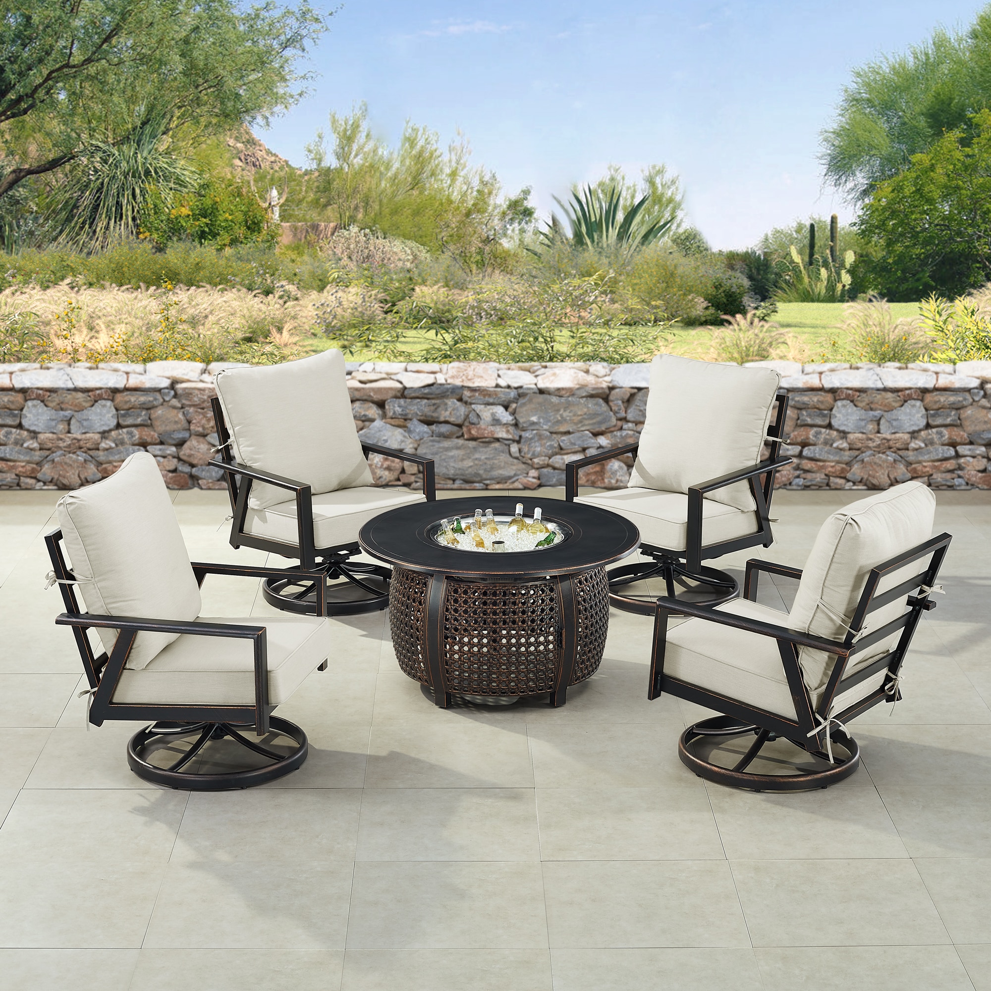 Oakland Living LUX-4C-CL-LGCU-IB-AC Patio-Conversation-Sets - View #2