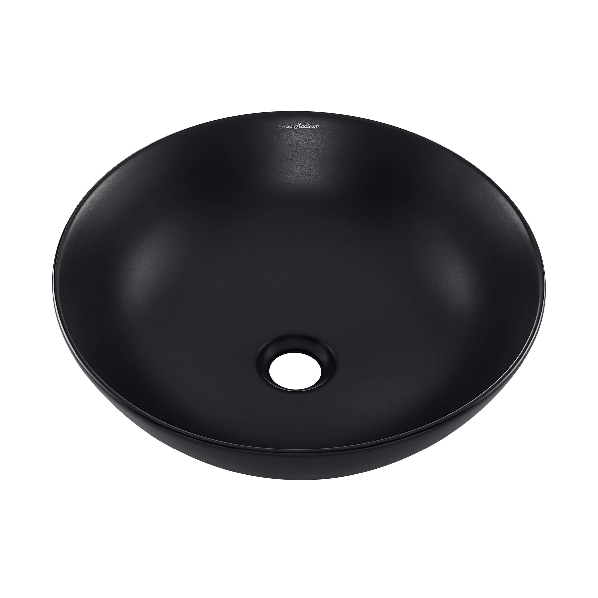 Swiss Madison SM-25-VSCHX03BK Chaux Ceramic Vessel Round Modern Matte Black Bathroom Sink ( 16-Inches x 16-Inches )