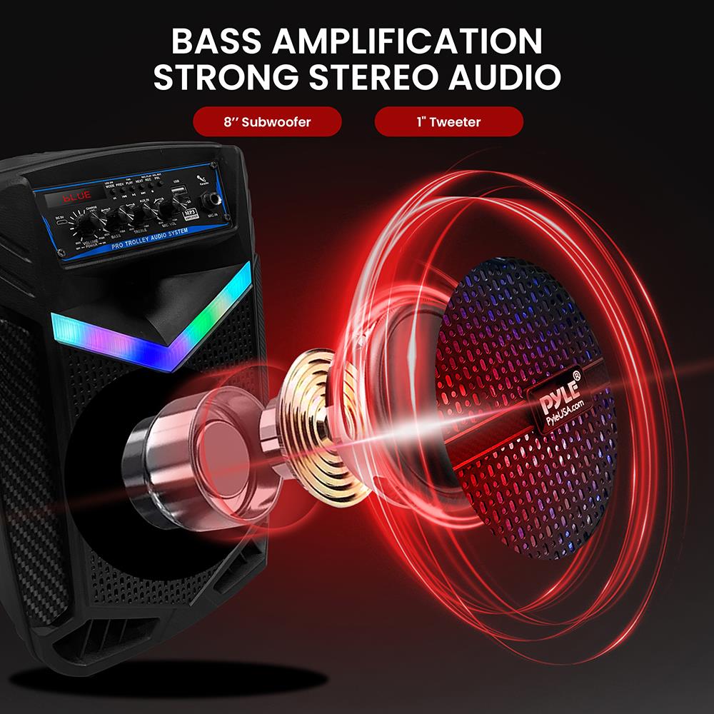 Pyle 400W Rechargeable Outdoor Bluetooth Speaker Portable PA System w 8 ...