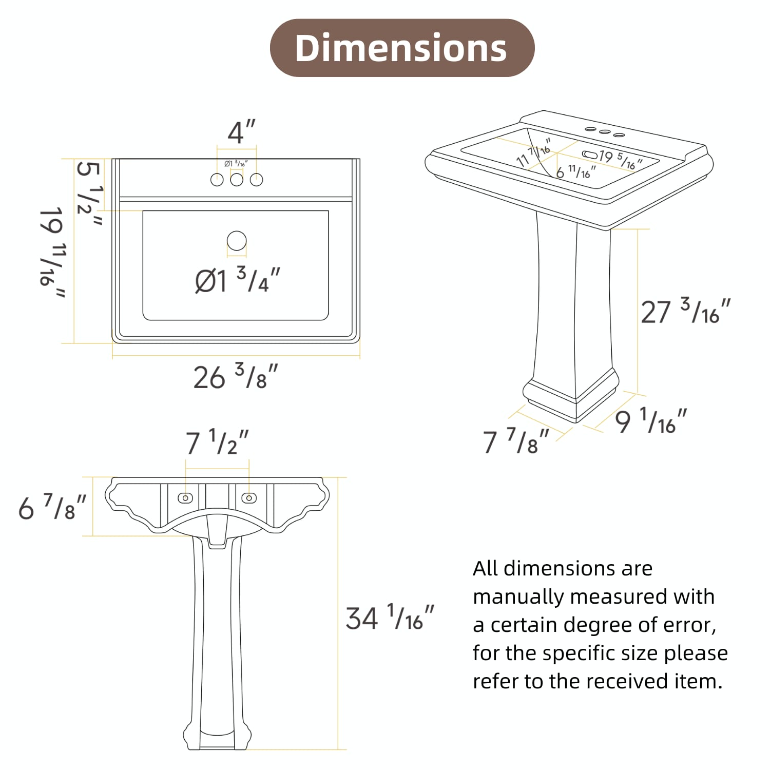 Los Flexi LSLFBPS-2620-3 Complete-Pedestal-Lavatories - View #13