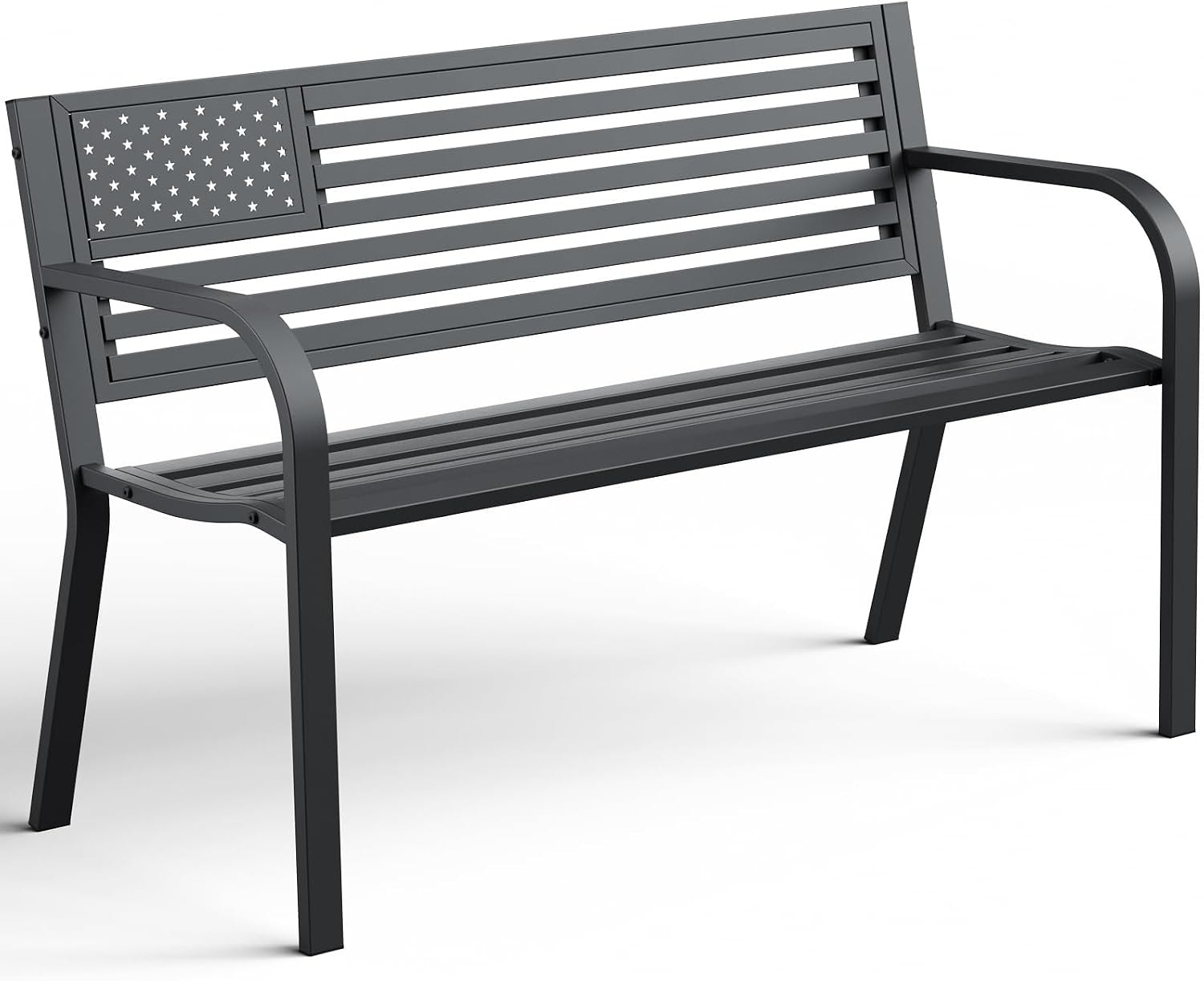 Yardgrace - 47in Width Black Steel Garden Bench