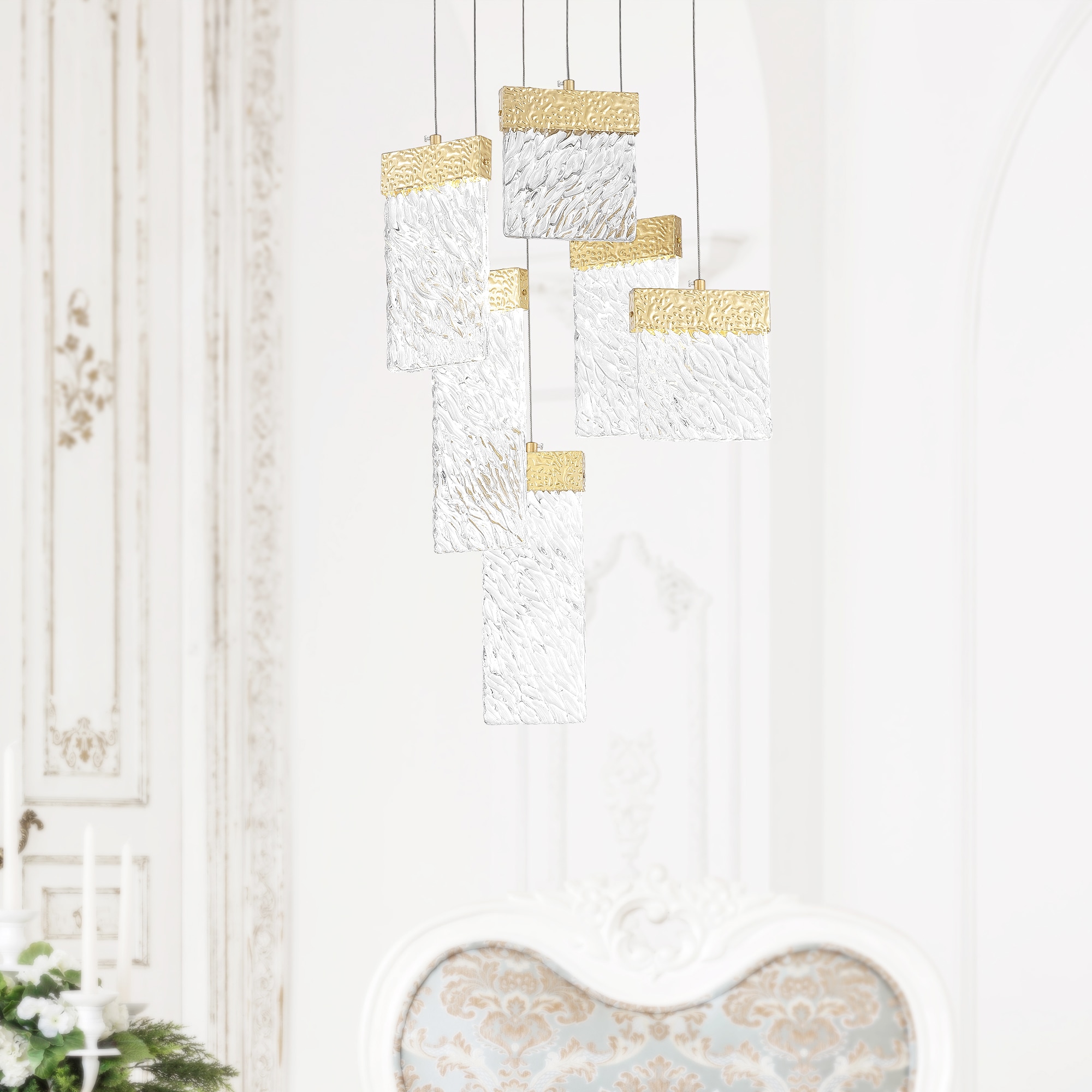 CWI Lighting 1090P16-6-620 Carolina Gold Modern/contemporary Integrated LED For Use in Bathrooms, Bedrooms, Dining Rooms, Foyers, Kitchens, Living Rooms Chandelier