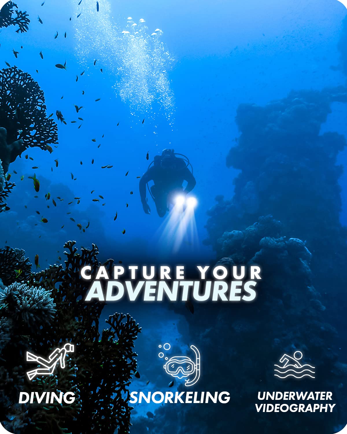 Movo DiveRig1 XL Diving Rig Bundle with Waterproof LED Lights ...