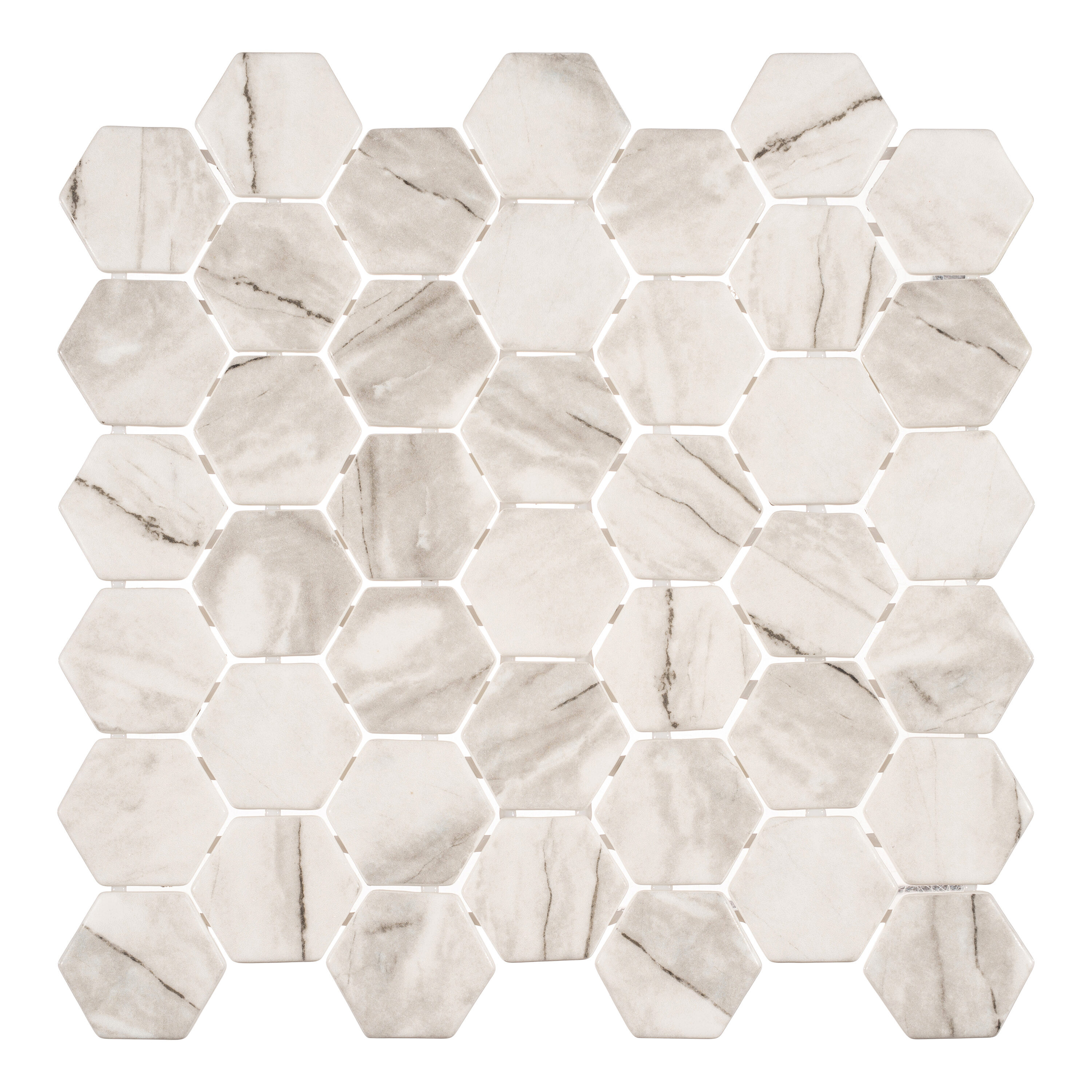 Andova Tiles SAM-ANDSCU546 Sample- Qarbo 6-in x 6-in Matte Glass Patterned Hexagon Floor and Wall Tile