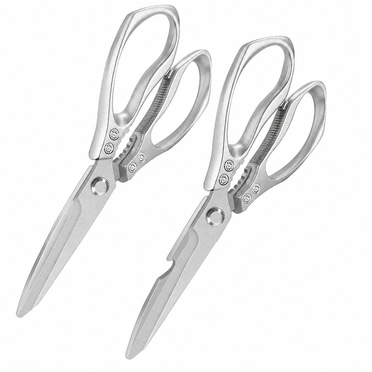 Aoibox  2 Pack Heavy Duty Stainless Steel All Purpose Kitchen Food Shears with Aluminum Alloy Handle Silver