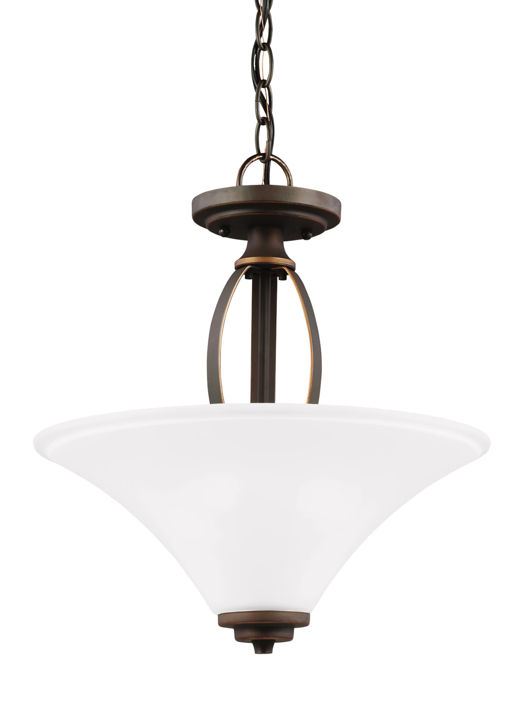 Generation Lighting 7713202EN3-715 Metcalf 2 -Light 15.0000-in Satin Bronze Semi Flush Mount Light ENERGY STAR Certified