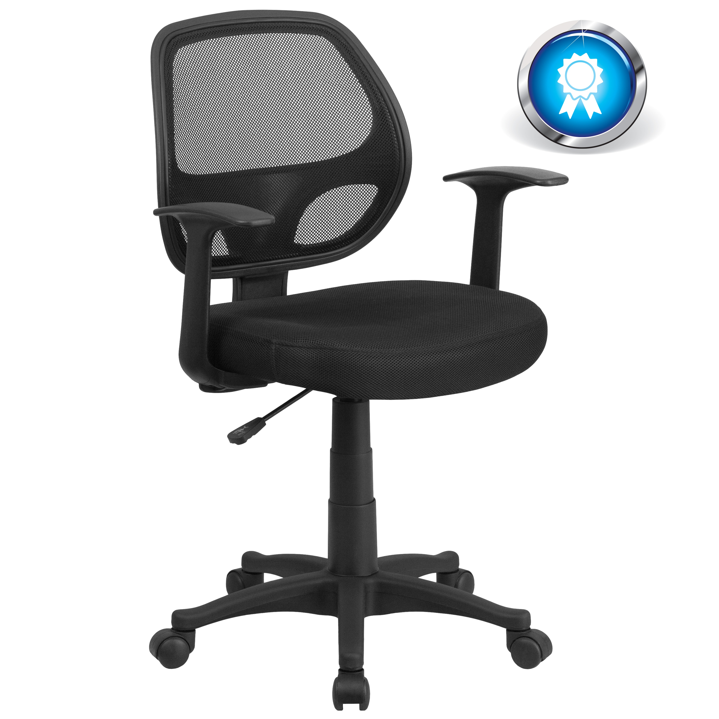 ErgoComfort Swivel Mid-Back Mesh Task Chair with Fixed Arms, Black