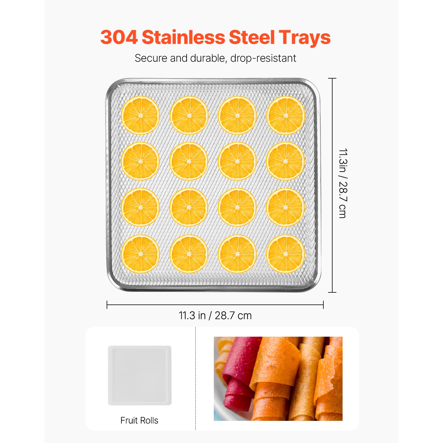 Stainless Steel 10-Tray Food Dehydrator with Adjustable Thermostat