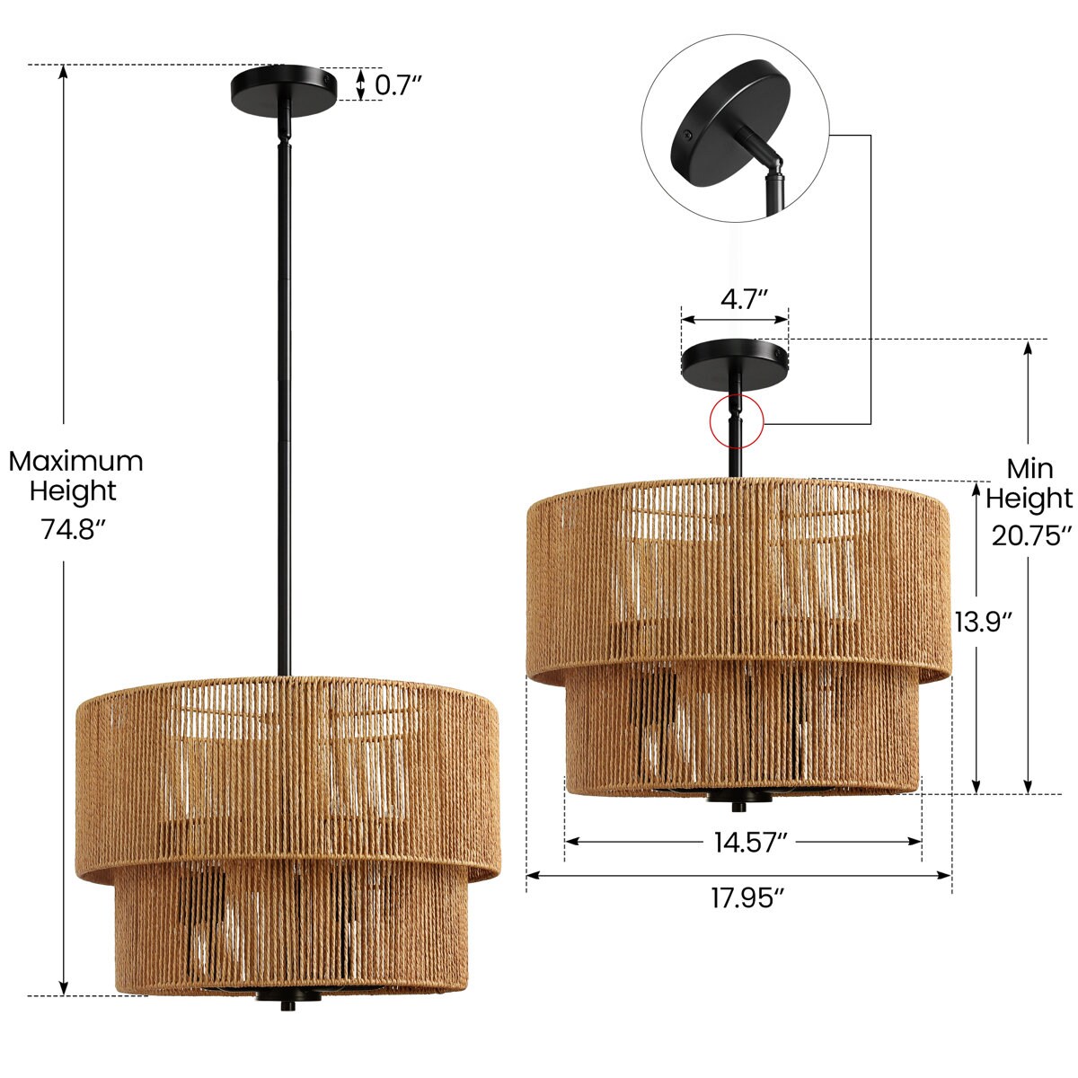 KAISITE 8218PL-05BK-ZT Pendant-Lights - View #9